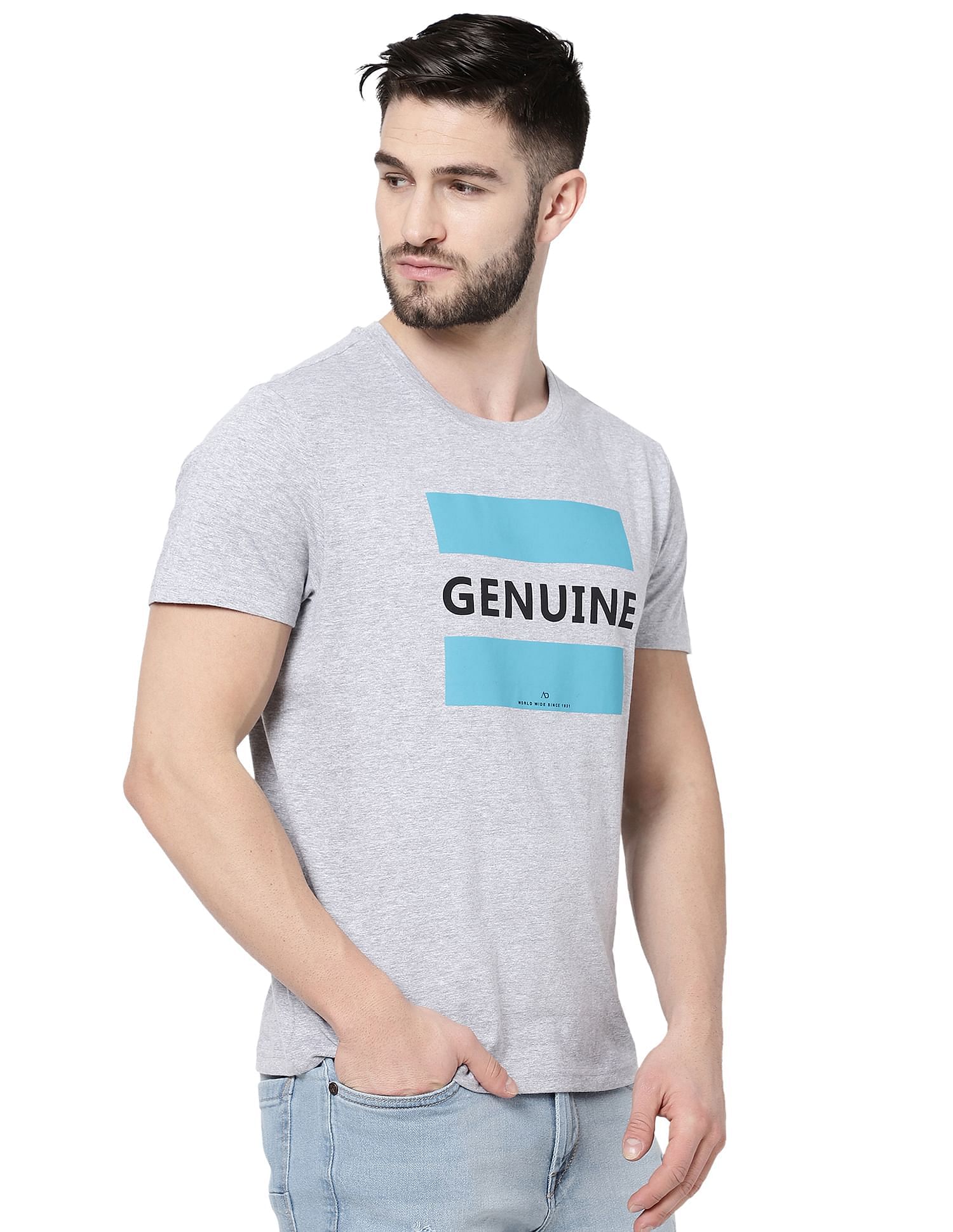 AD by Arvind Crew Neck Graphic Print T-Shirt