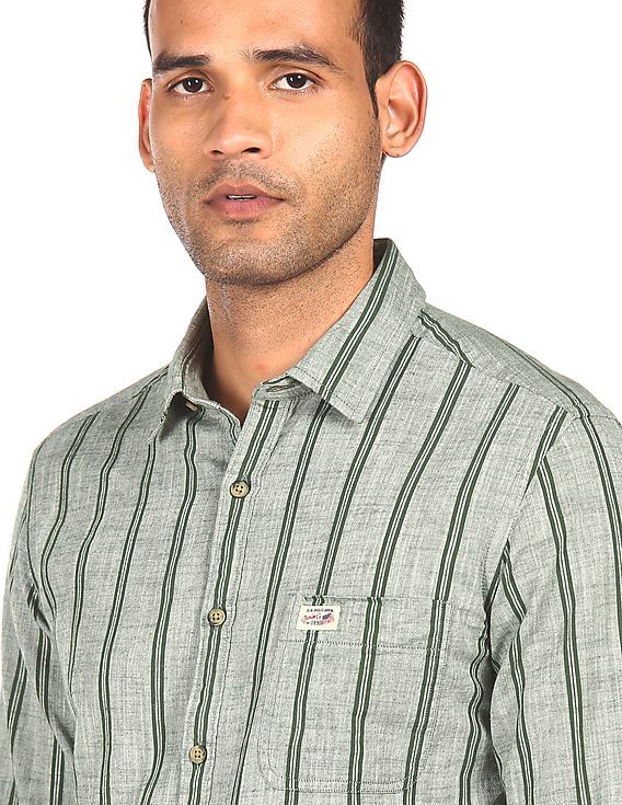 Striped shirt with patch pocket Clearance