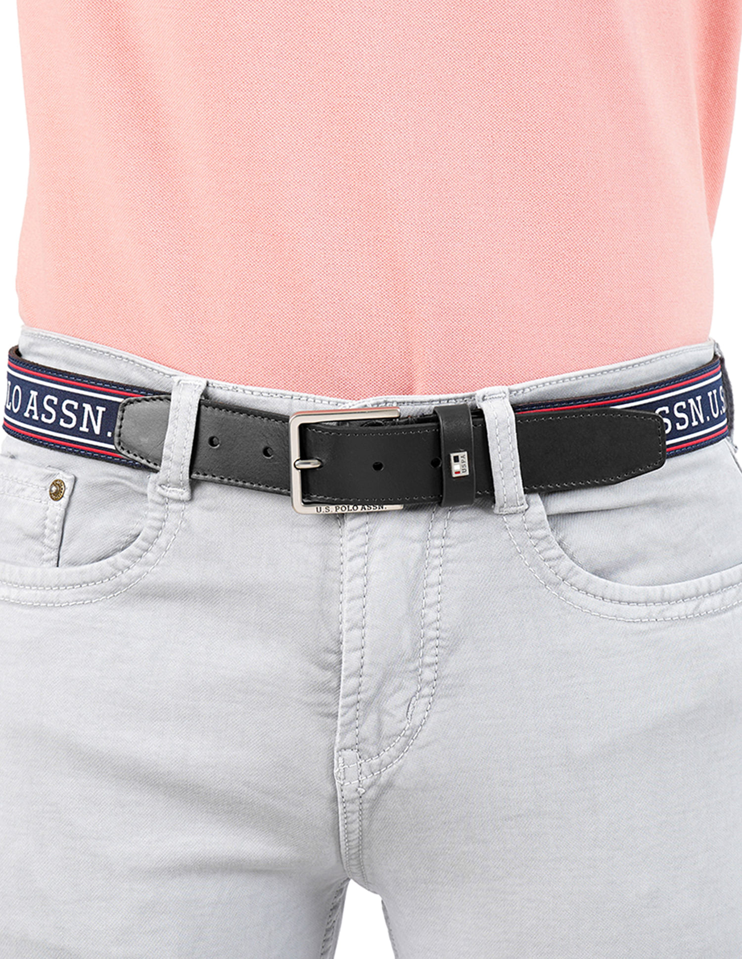 U.S. Polo Assn. Monaco Brand Stripe Knit Belt