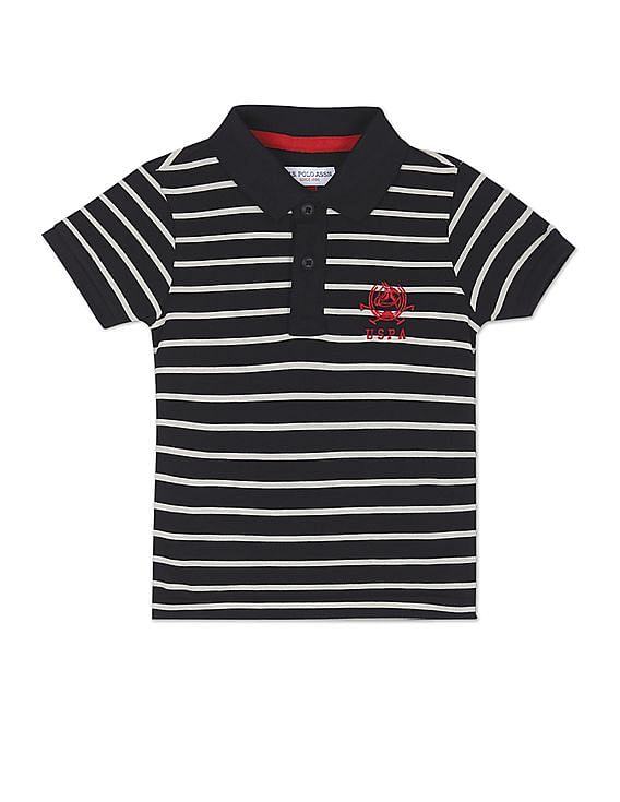 U.S. Polo Assn. Kids Boys Horizontal Stripe Cotton Polo Shirt