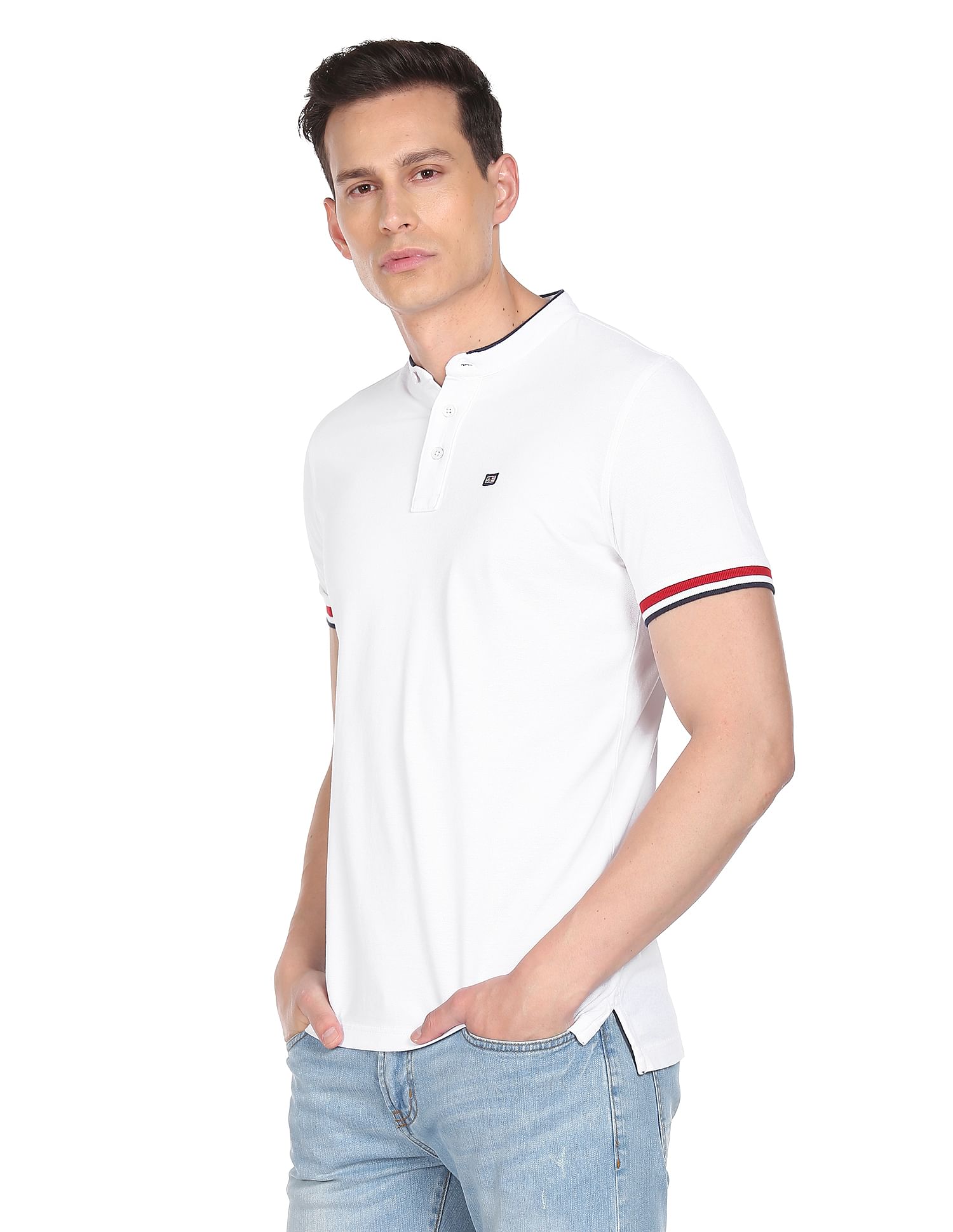 White t shirt store for mens with collar