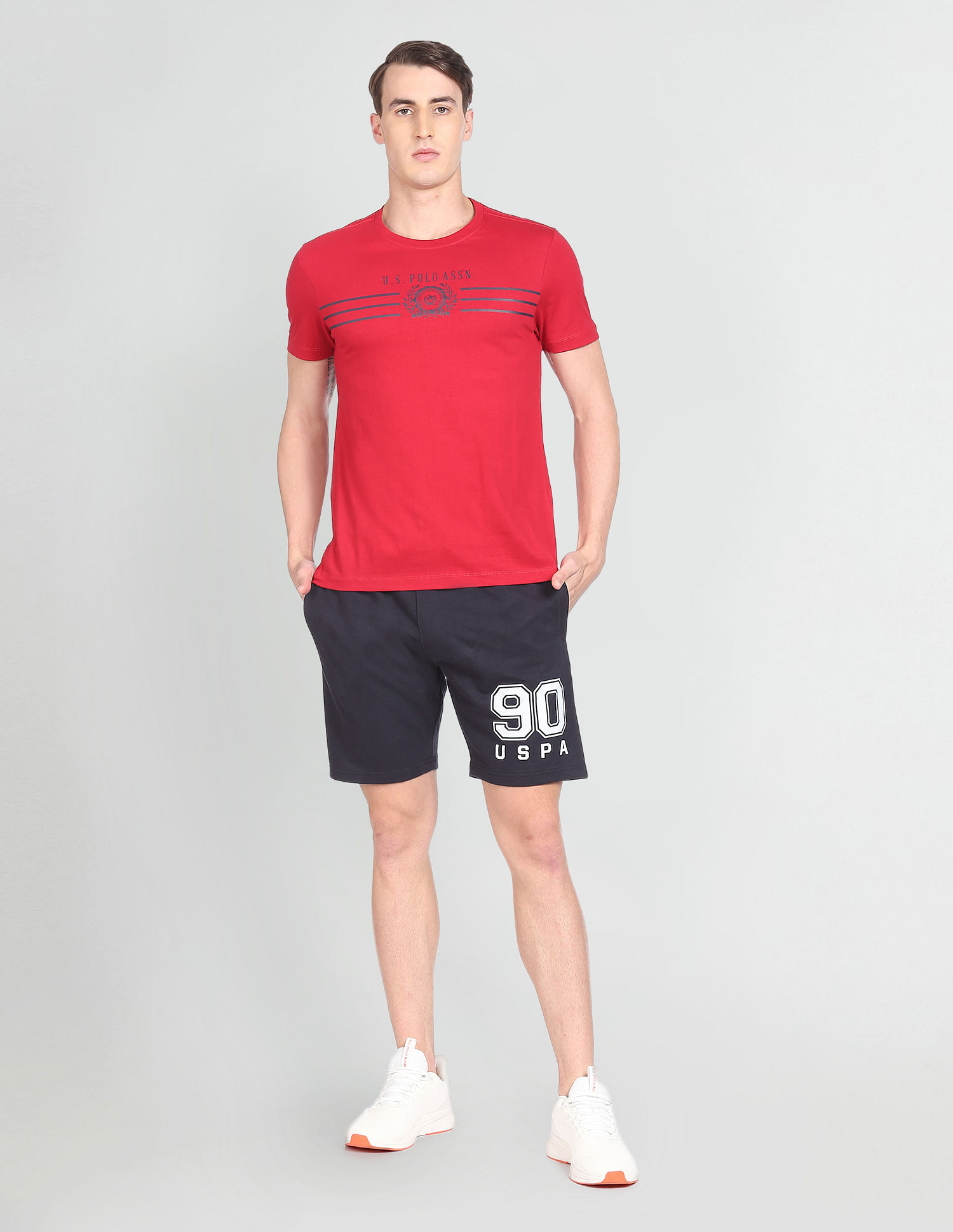 U.S. Polo Assn. Denim Co. Mid Rise Drawstring Waist Solid Knit Shorts