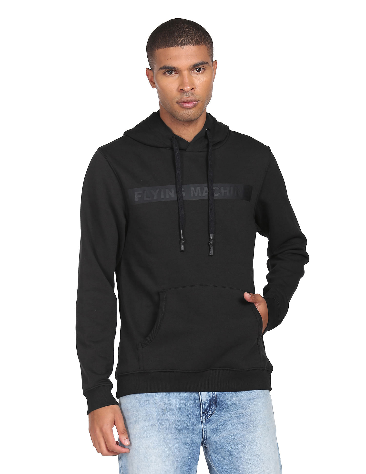 Flying Machine Tonal Print Hooded Sweatshirt
