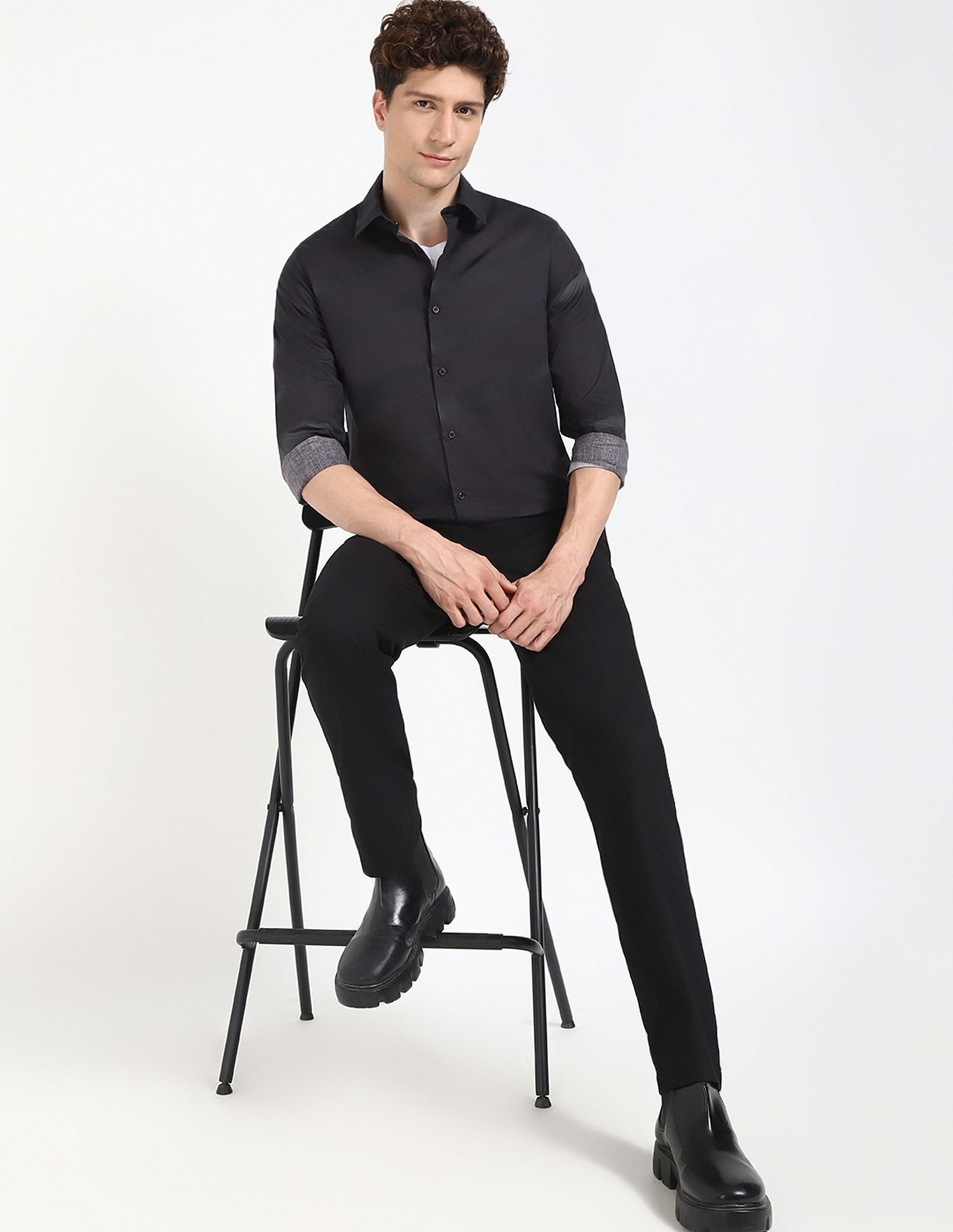 Calvin Klein Jeans Printed Slim-Fit Satin Woven Shirt