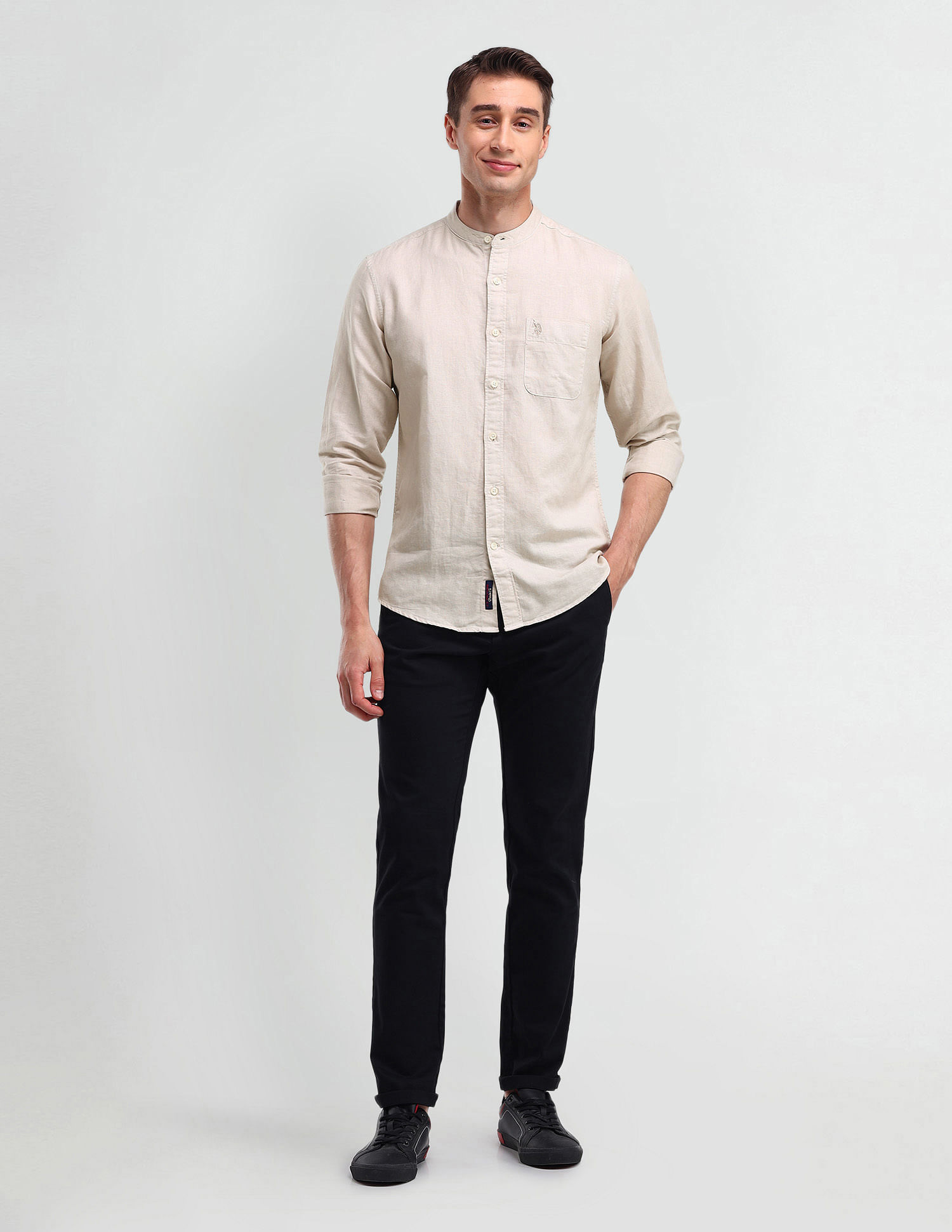 U.S. Polo Assn. Denim Co. Slim Fit Poplin Linen Shirt