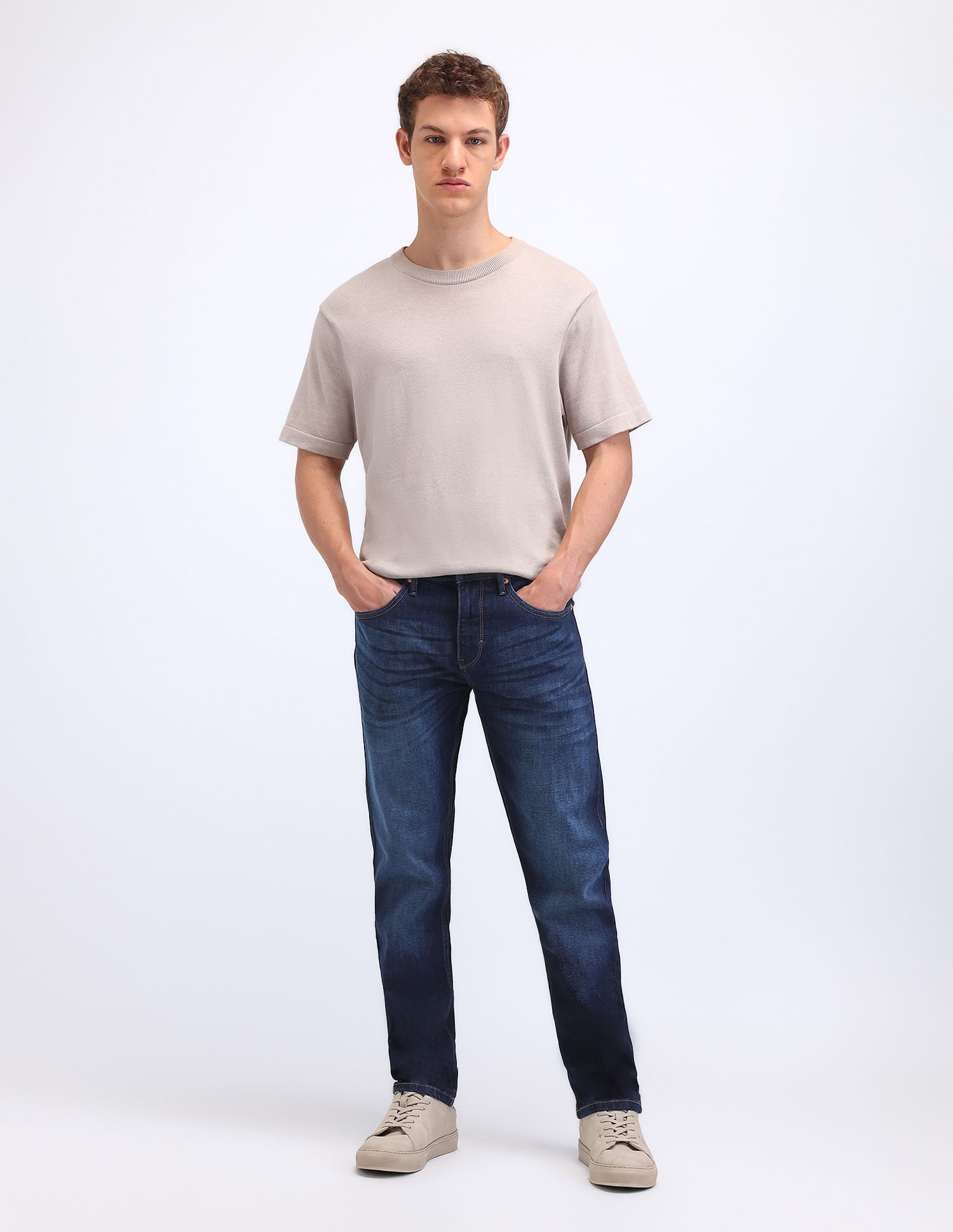Flying Machine Slash Slim Tapered Mid Rise Jeans