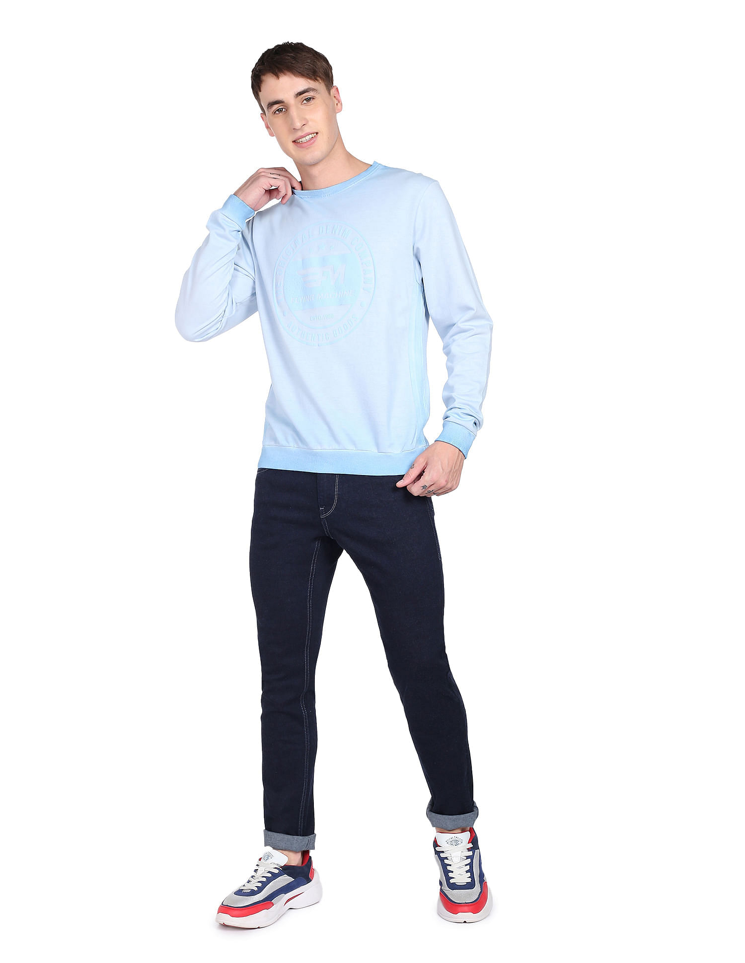 Flying Machine Crew Neck Printed Sweatshirt