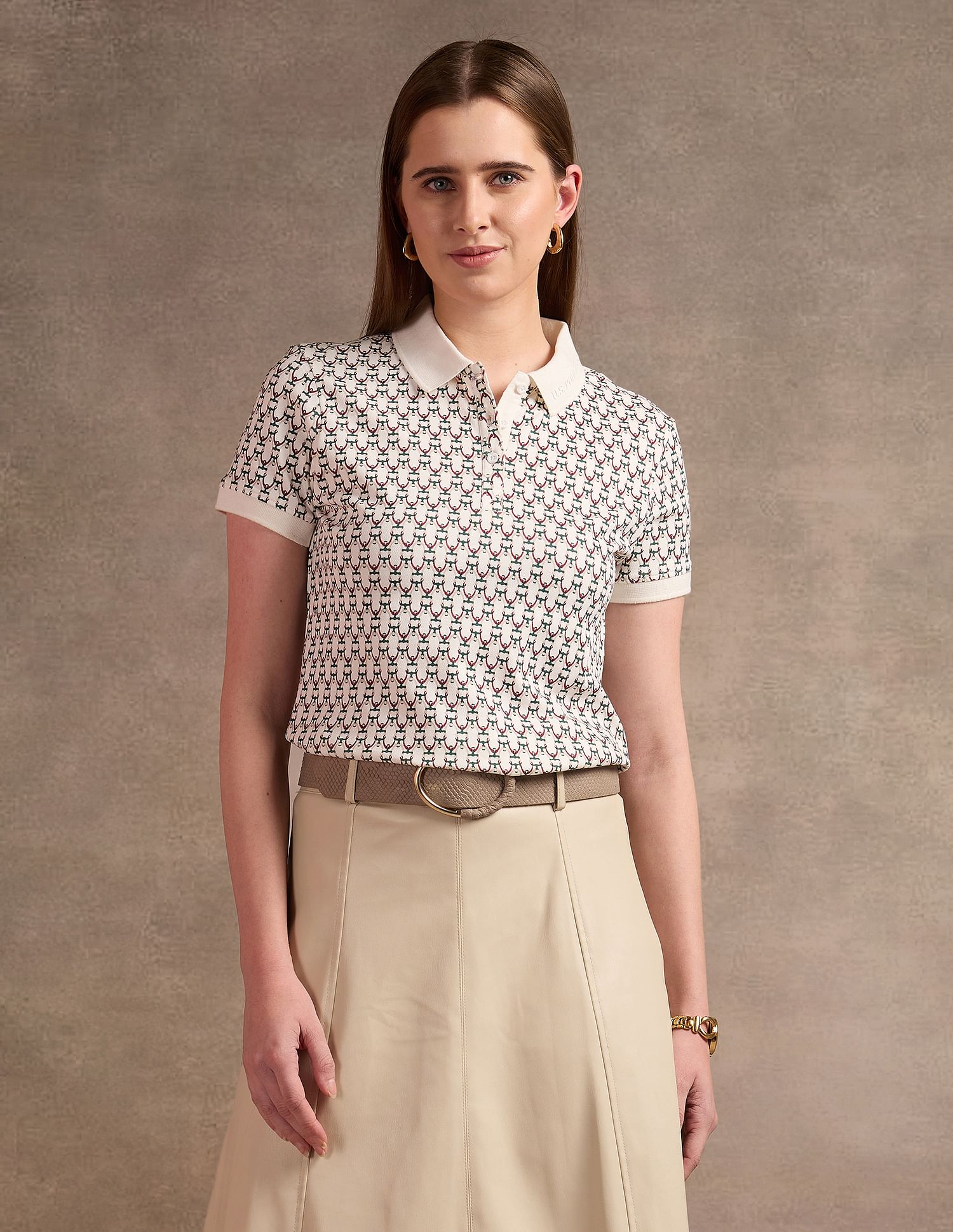 U.S. Polo Assn. Women All-Over Print Regular Polo Shirt