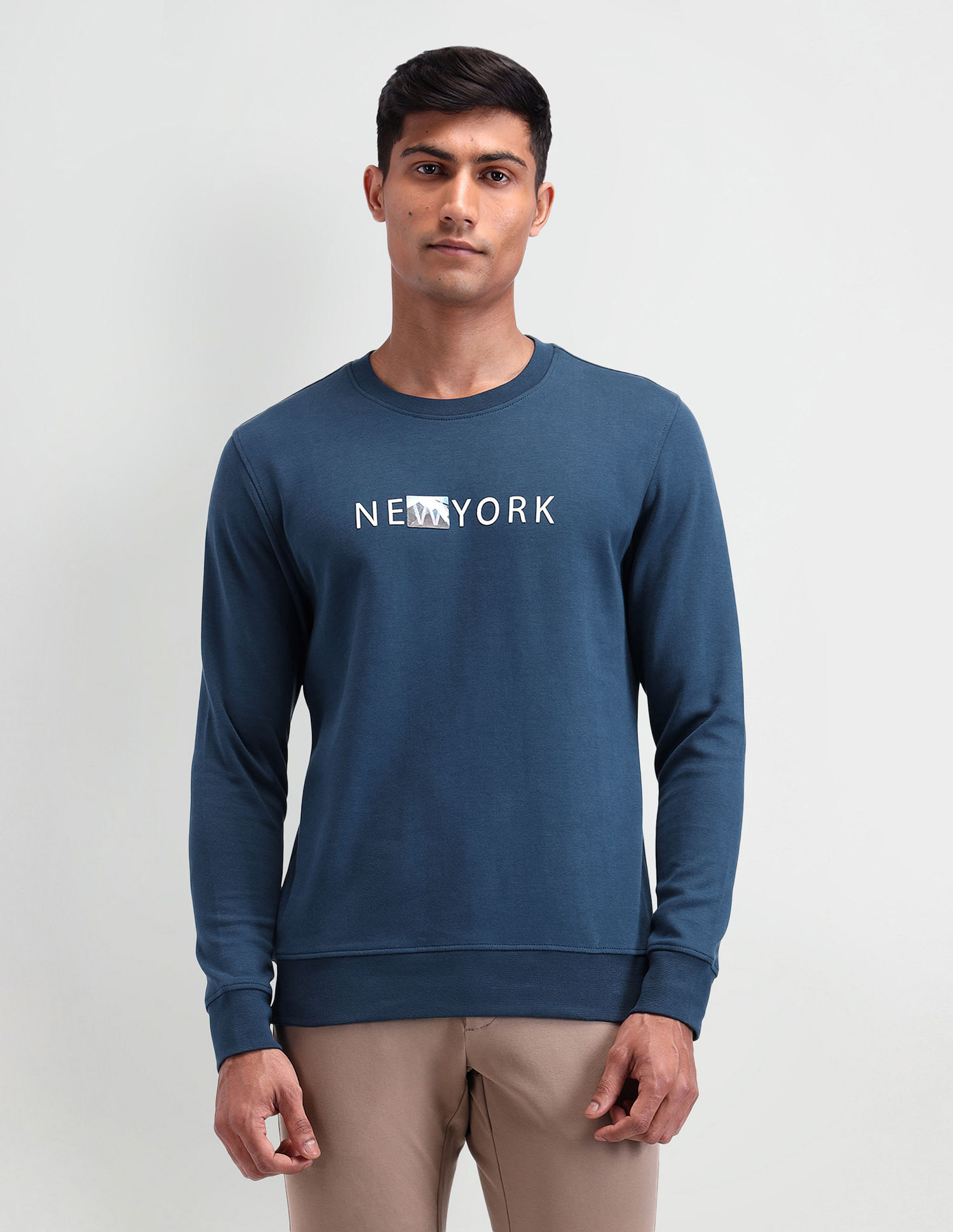 Arrow Newyork Crew Neck Typographic Sweatshirt