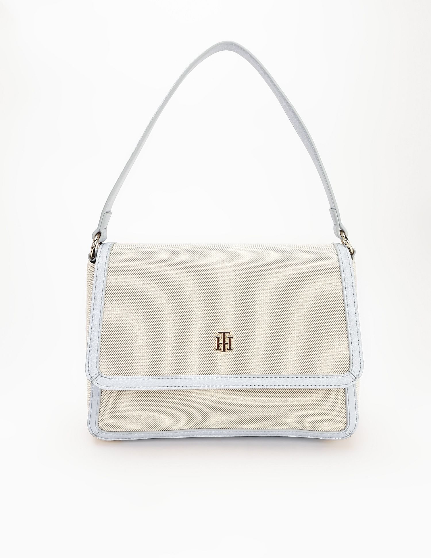 Tommy Hilfiger Solid Blue Polyester Hand Bags