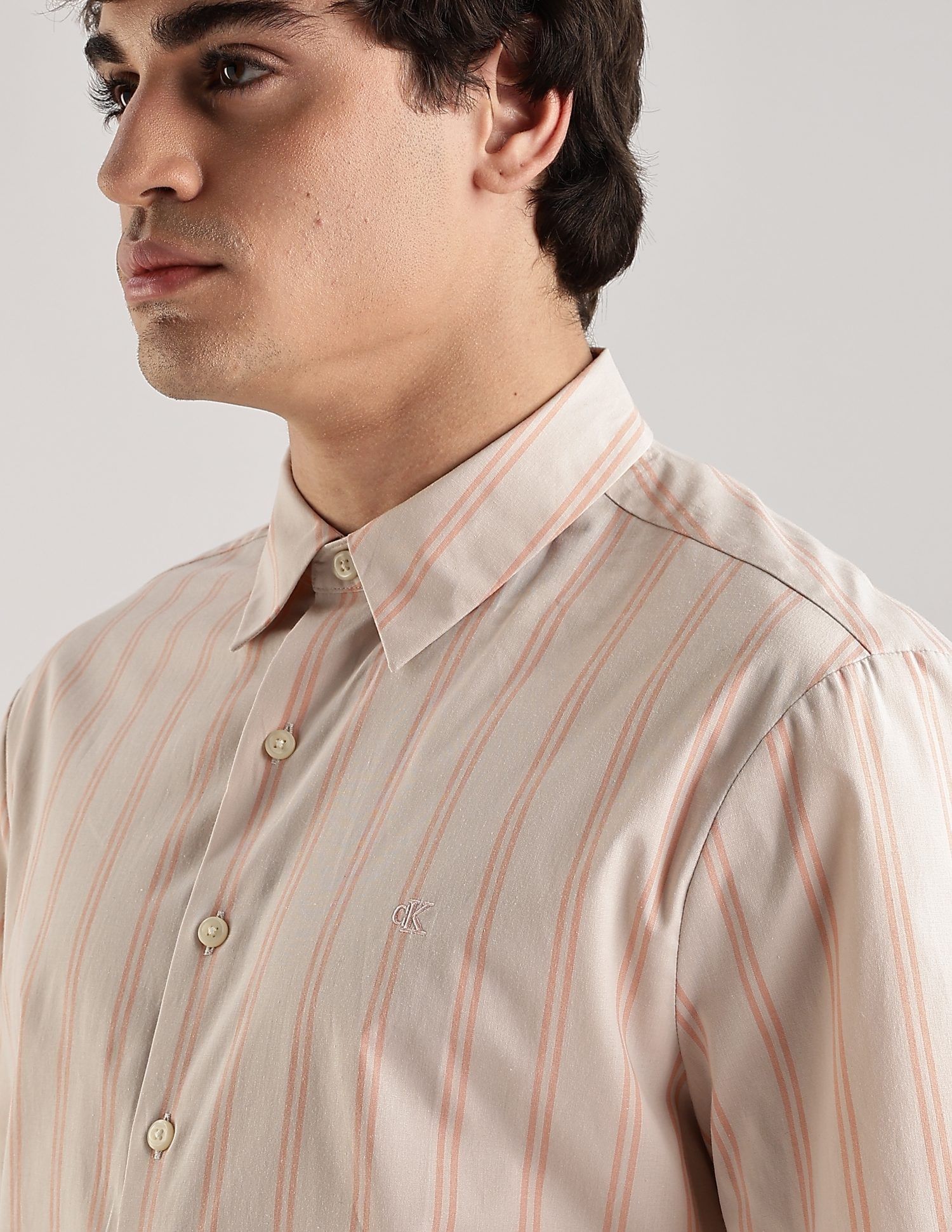 Calvin Klein Jeans Striped Regular-Fit Poplin Woven Shirt