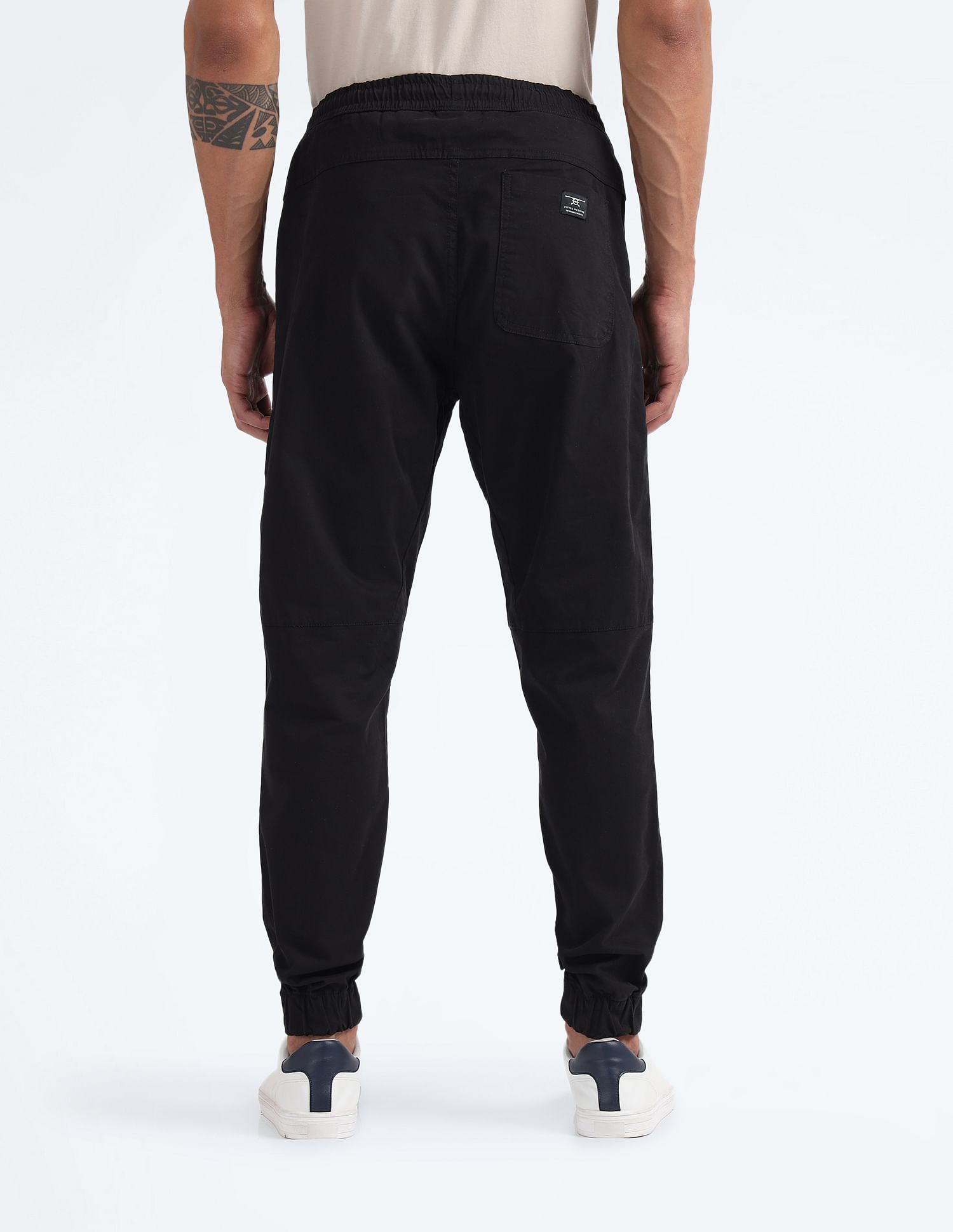 Flying Machine Drawstring Waist Solid Trousers
