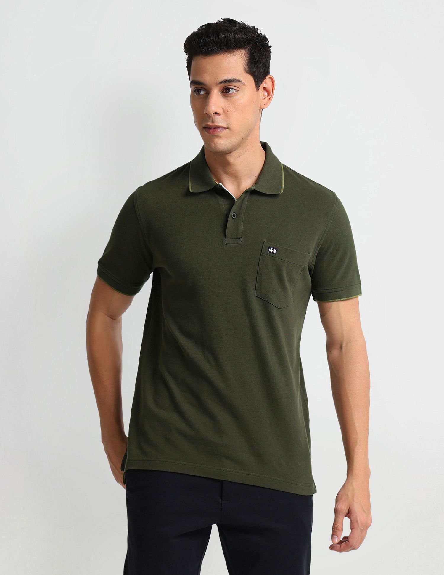 Arrow Sports Tipped Collar Regular Fit Polo Shirt