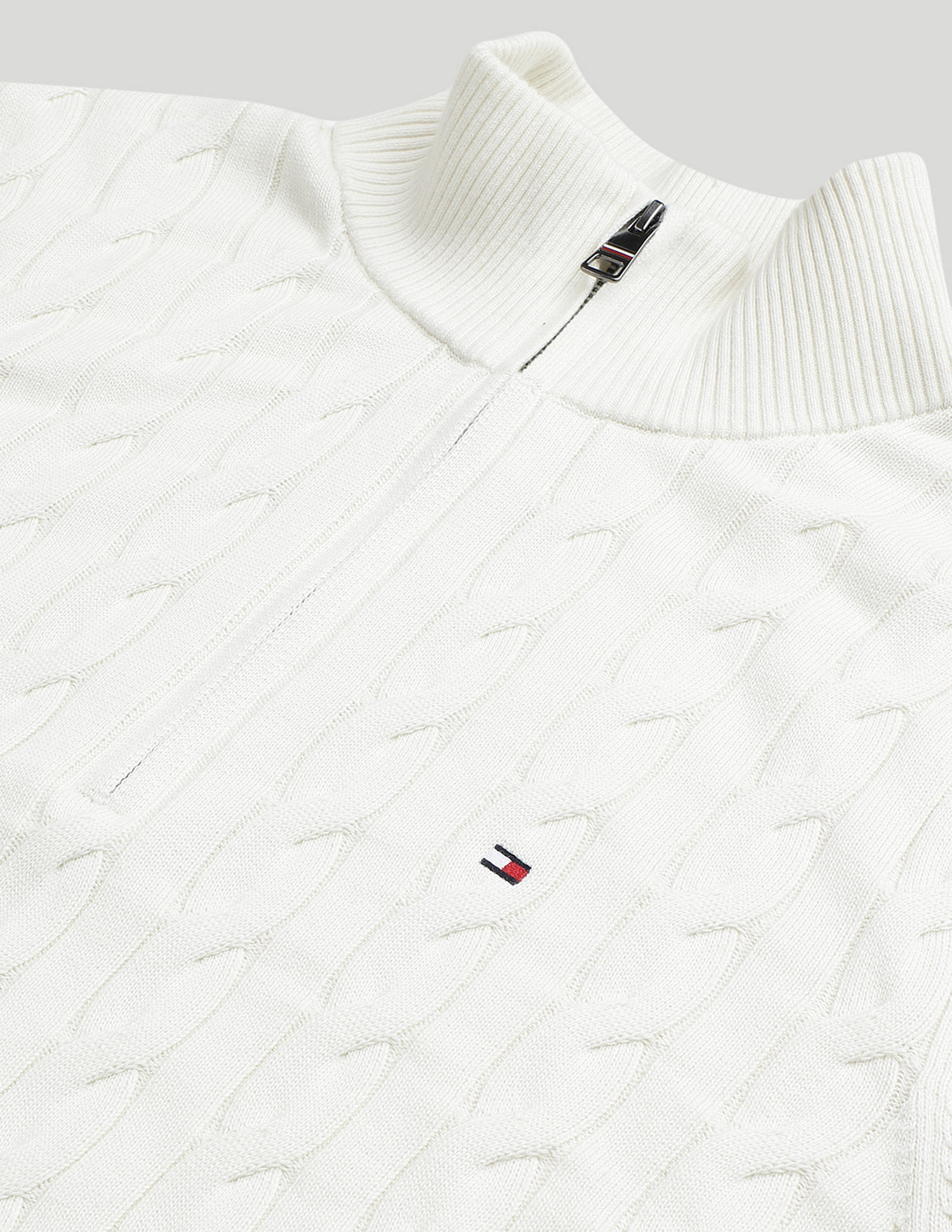 Tommy Hilfiger Classic Cotton Cable Zip Mock Sweatshirt
