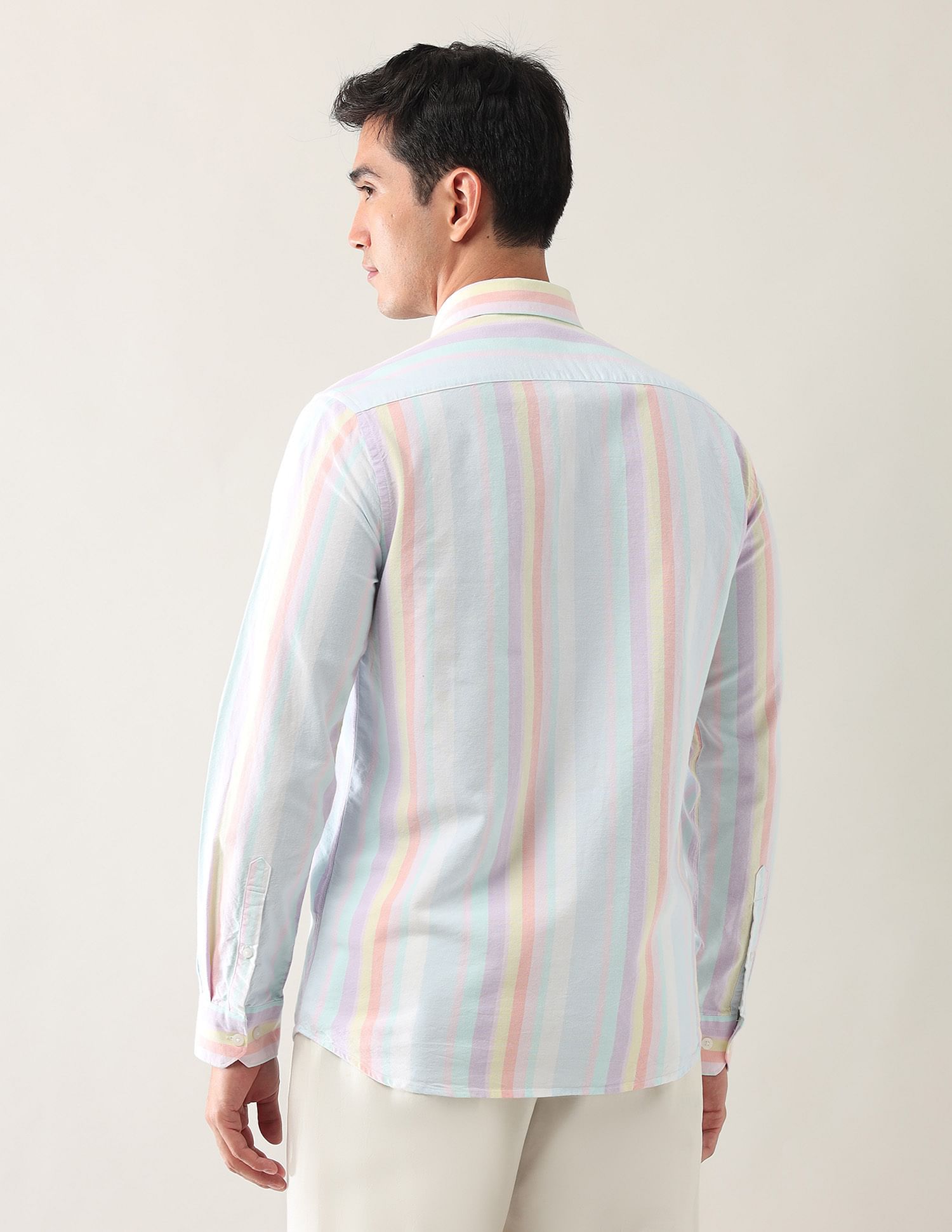 Arrow Sport Vertical Striped Oxford Shirt