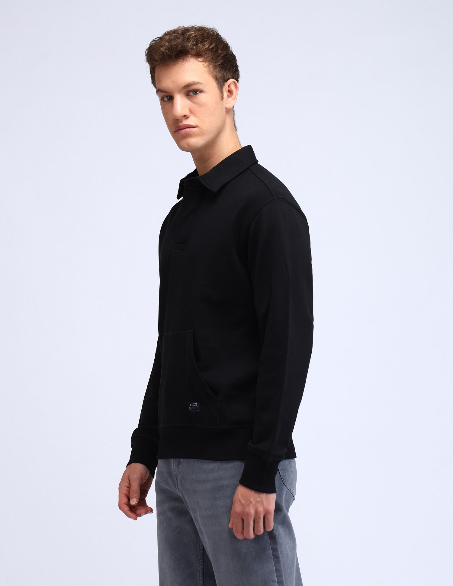 Flying Machine Brand Embossed Relaxed Fit Sweatshirt