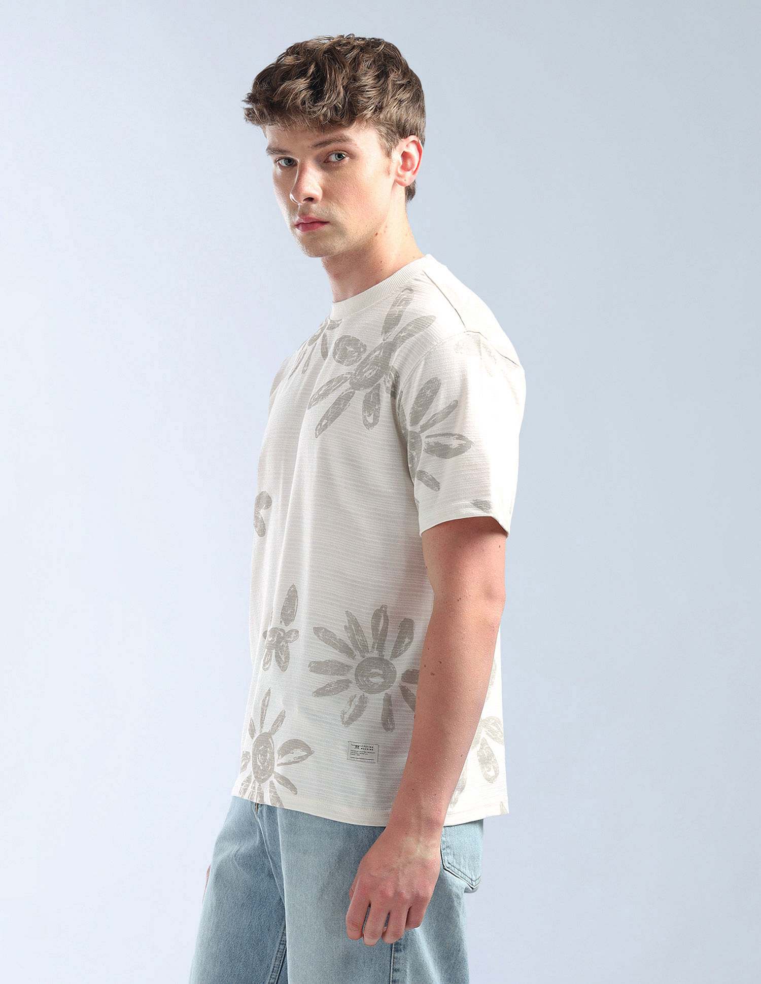 Flying Machine Floral Printed Relaxed Fit T-Shirt