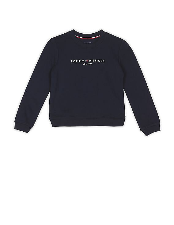 Buy Tommy Hilfiger Kids Girls Peach Sateen Logo Crew Neck Raglan Sleeve  Sweatshirt - NNNOW.com