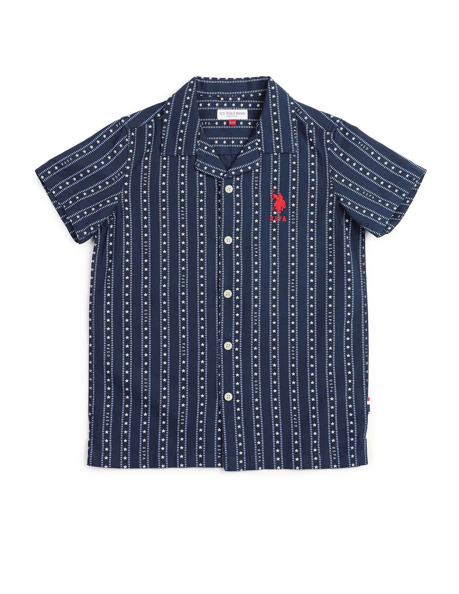 U.S. Polo Assn. Kids Boys Geometric Printed Relaxed Fit Shirt