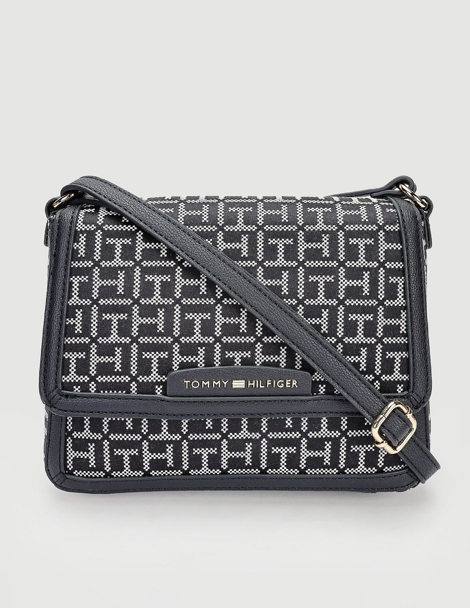 Tommy Hilfiger Printed Blue Polyester Sling Bags
