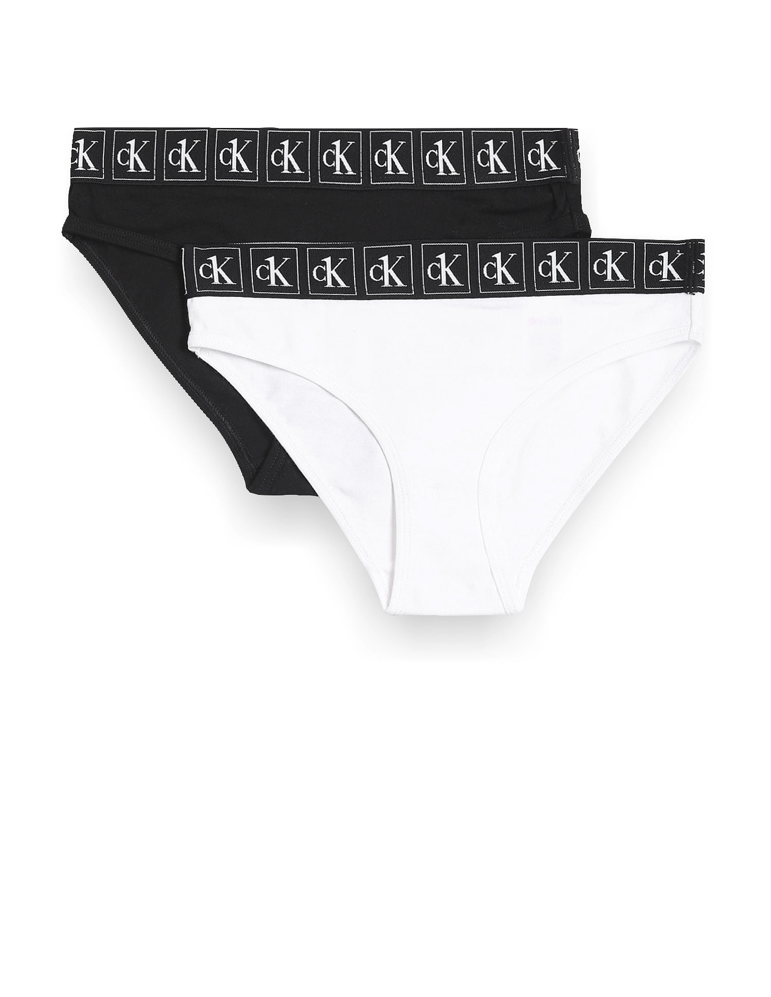 Calvin Klein Girls 2 Pack Bikini Briefs - White/Black