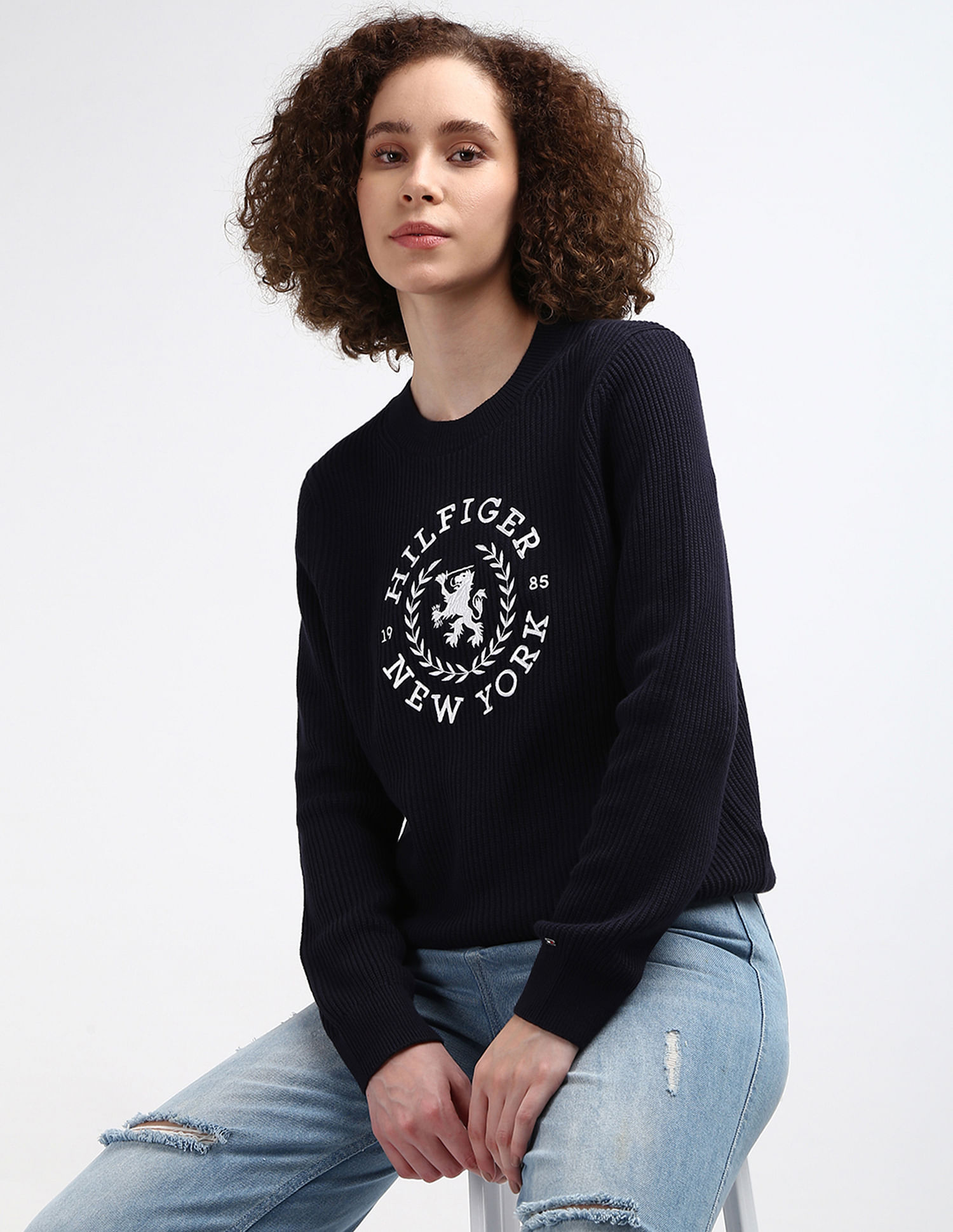 Tommy Hilfiger Embroidered Crest Crew Neck Sweater