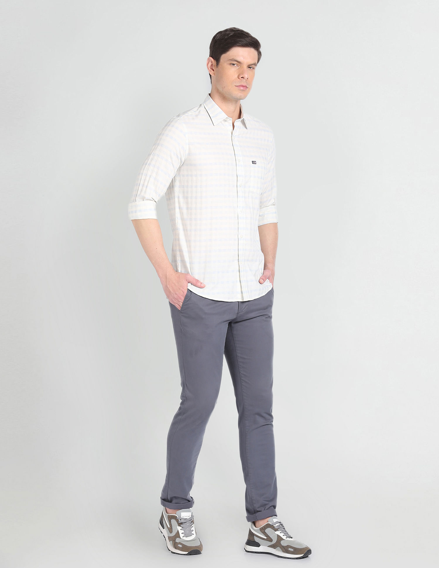 Arrow Sports Spread Collar Twill Shirt