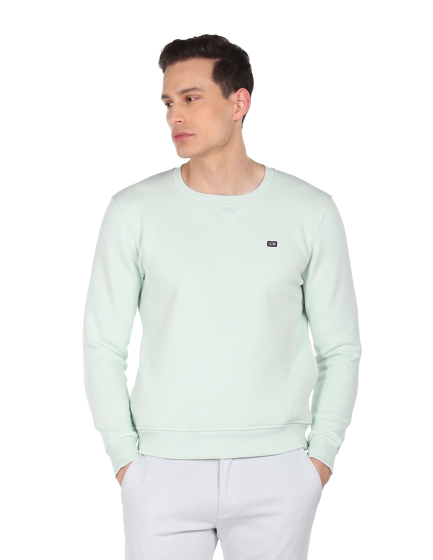 Arrow Sports Solid Crew Neck Sweat Shirt