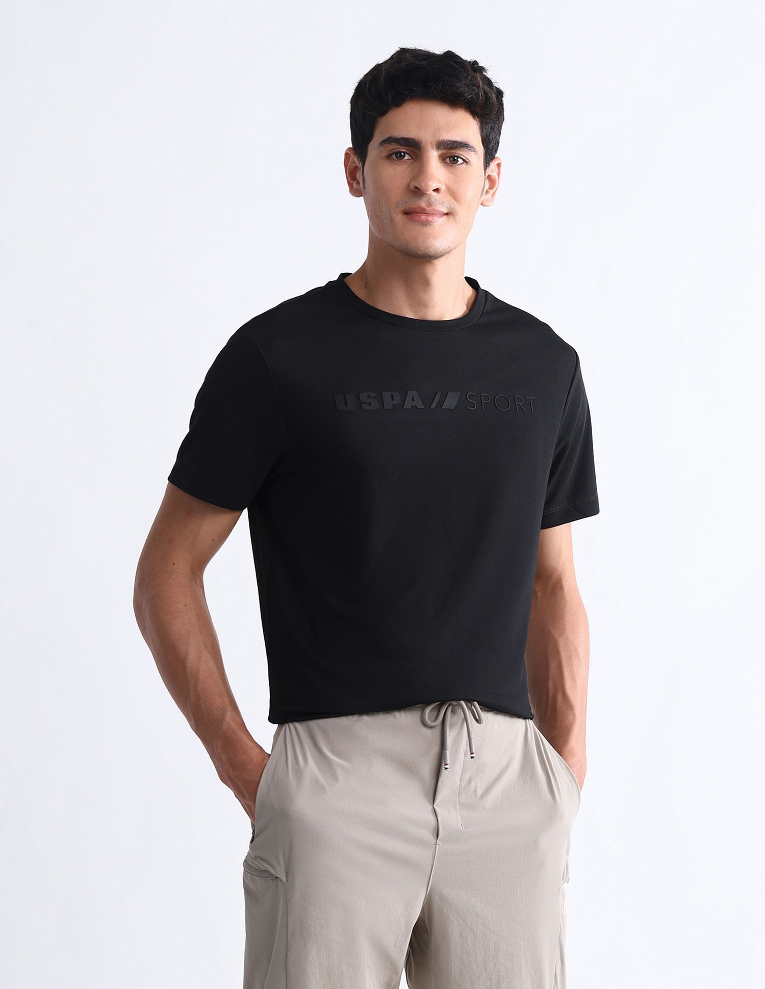 USPA Active Brand Embossed Slim Fit T-Shirt