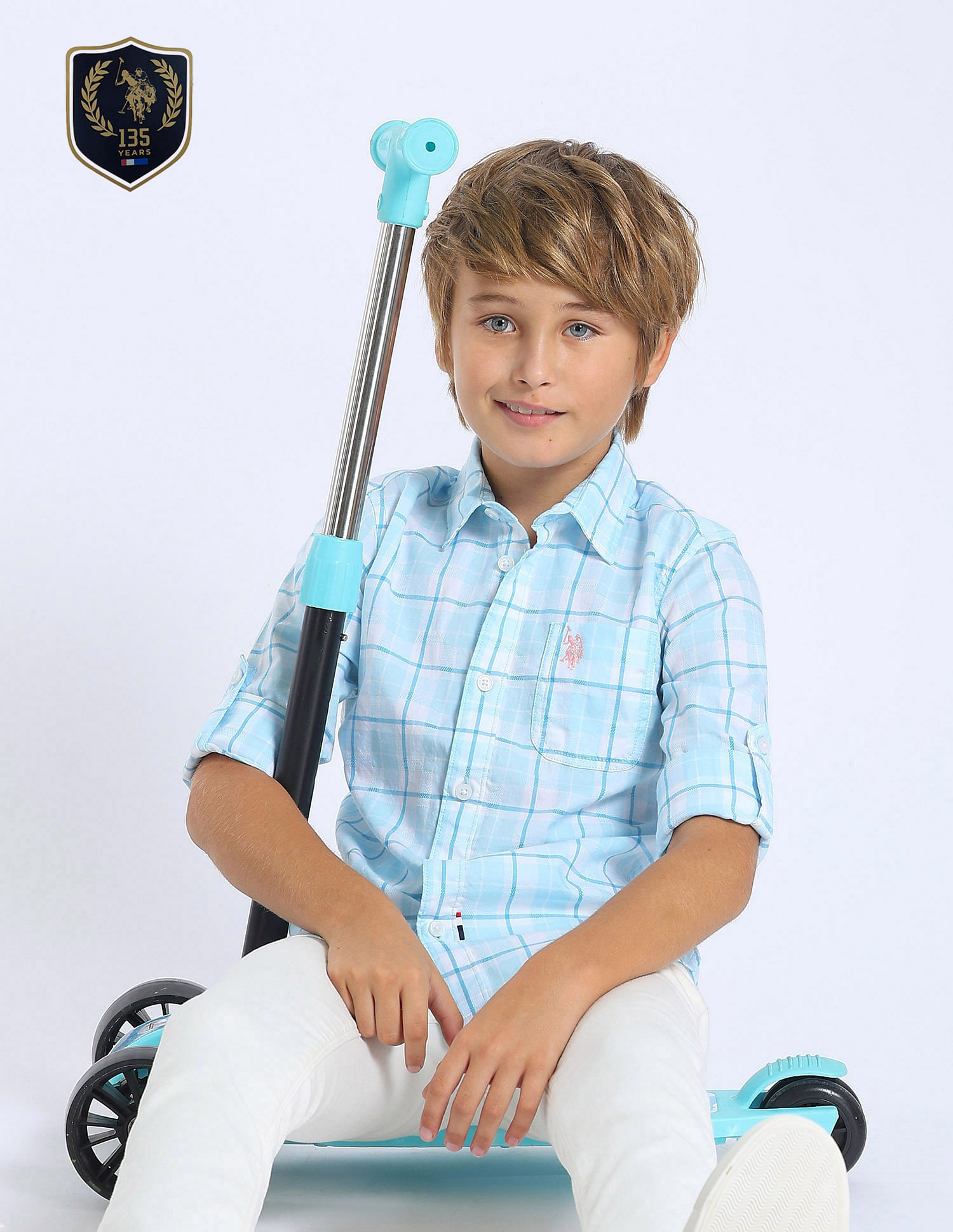 U.S. Polo Assn. Kids Boys Tartan Checked Regular Fit Shirt