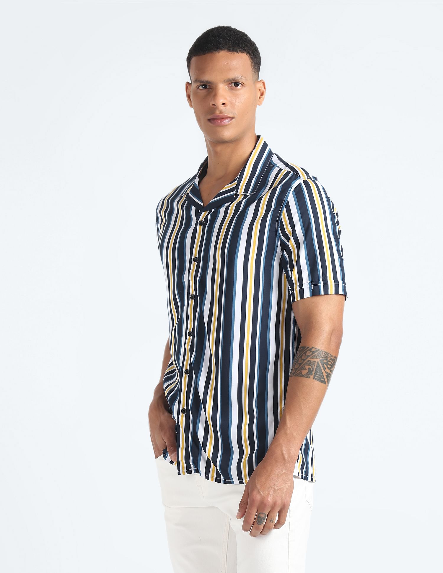 Flying Machine Vertical Stripe Slim Shirt