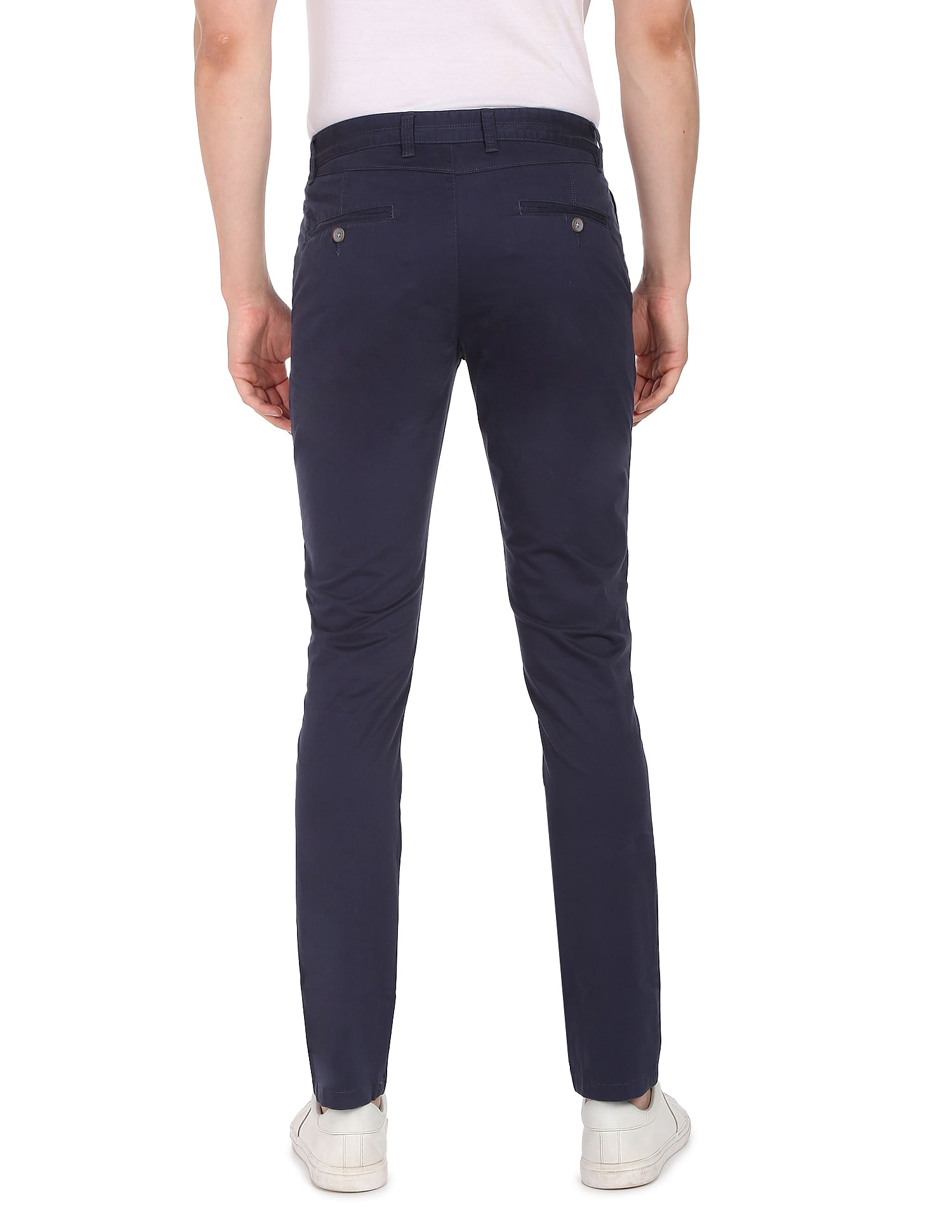 AD by Arvind Slim Fit Flat Front Solid Casual Chinos