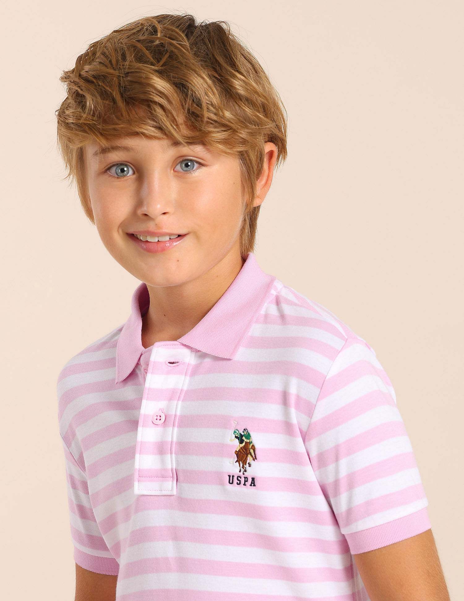 U.S. Polo Assn. Kids Boys Horizontal Striped Regular Fit Polo T shirt