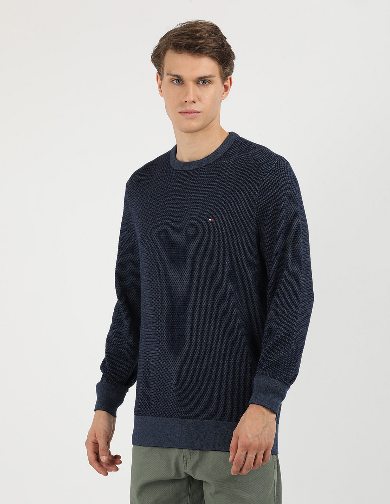 Tommy Hilfiger Pima Organic Cotton Cash 2 Tone Sweater