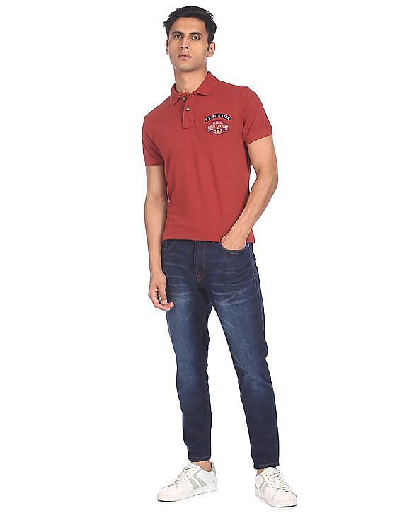 Buy . Polo Assn. Denim Co. Men Maroon Short Sleeve Solid Polo Shirt -  