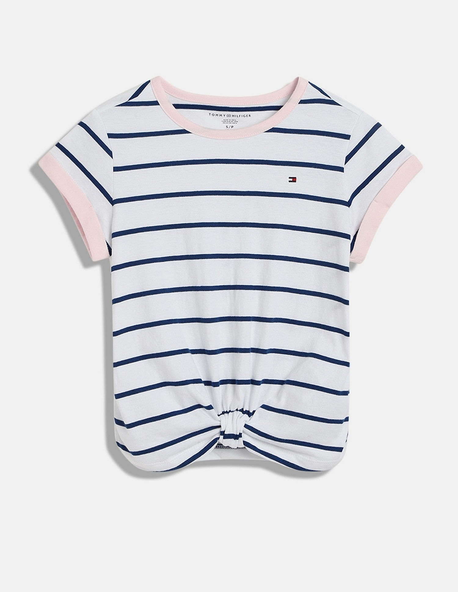 Tommy Hilfiger Girls White Horizontal Striped T-Shirt