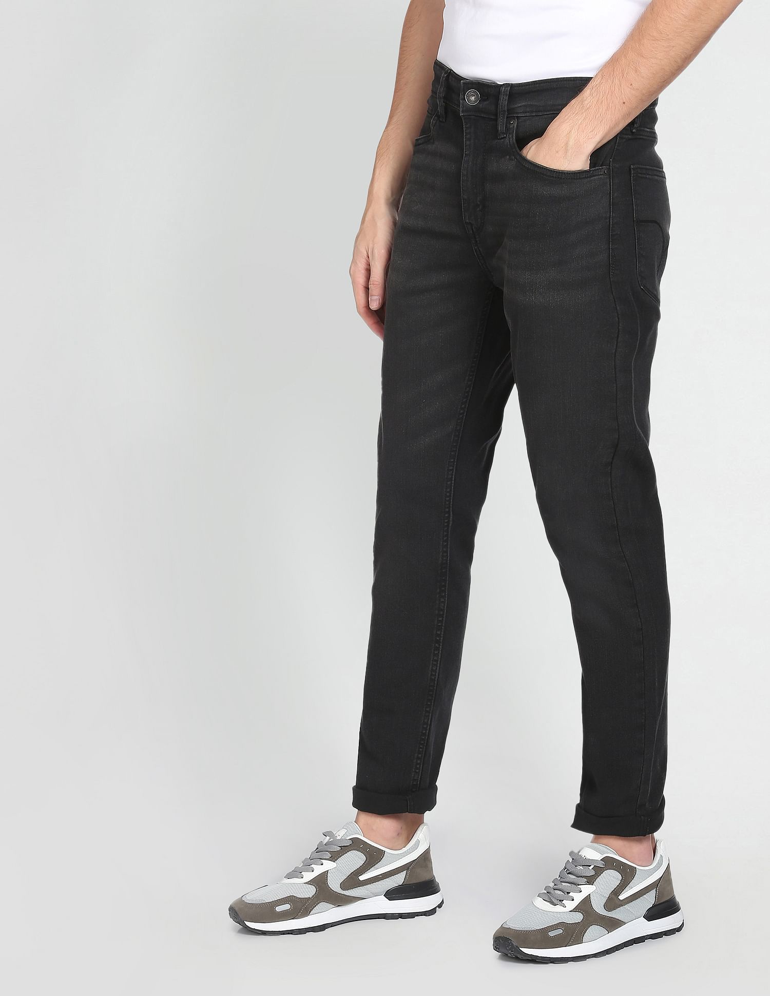 Flying Machine Slash Slim Tapered Fit Rinsed Jeans