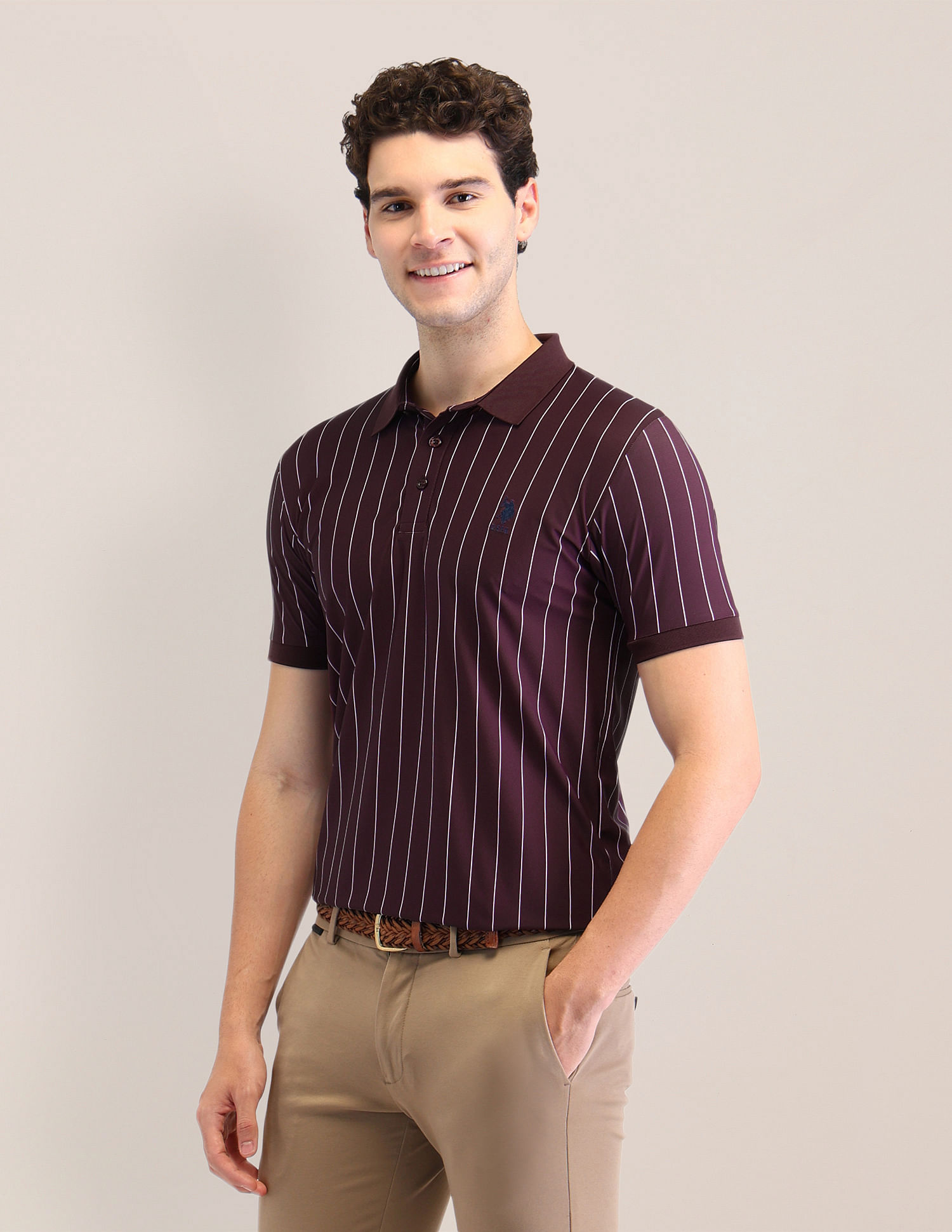 U.S. Polo Assn. Vertical Striped Slim Fit Polo Shirt