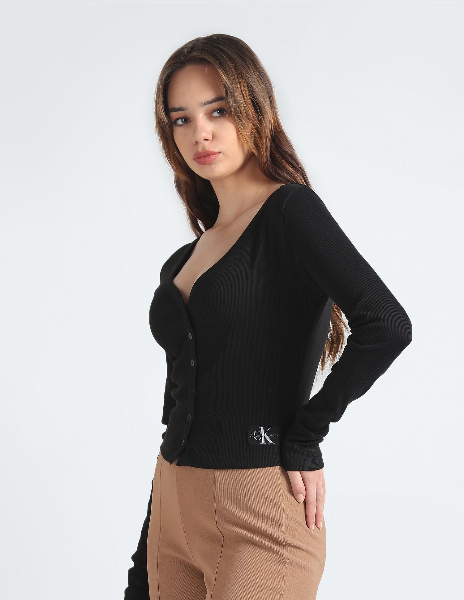 Calvin klein cropped cardigan hotsell