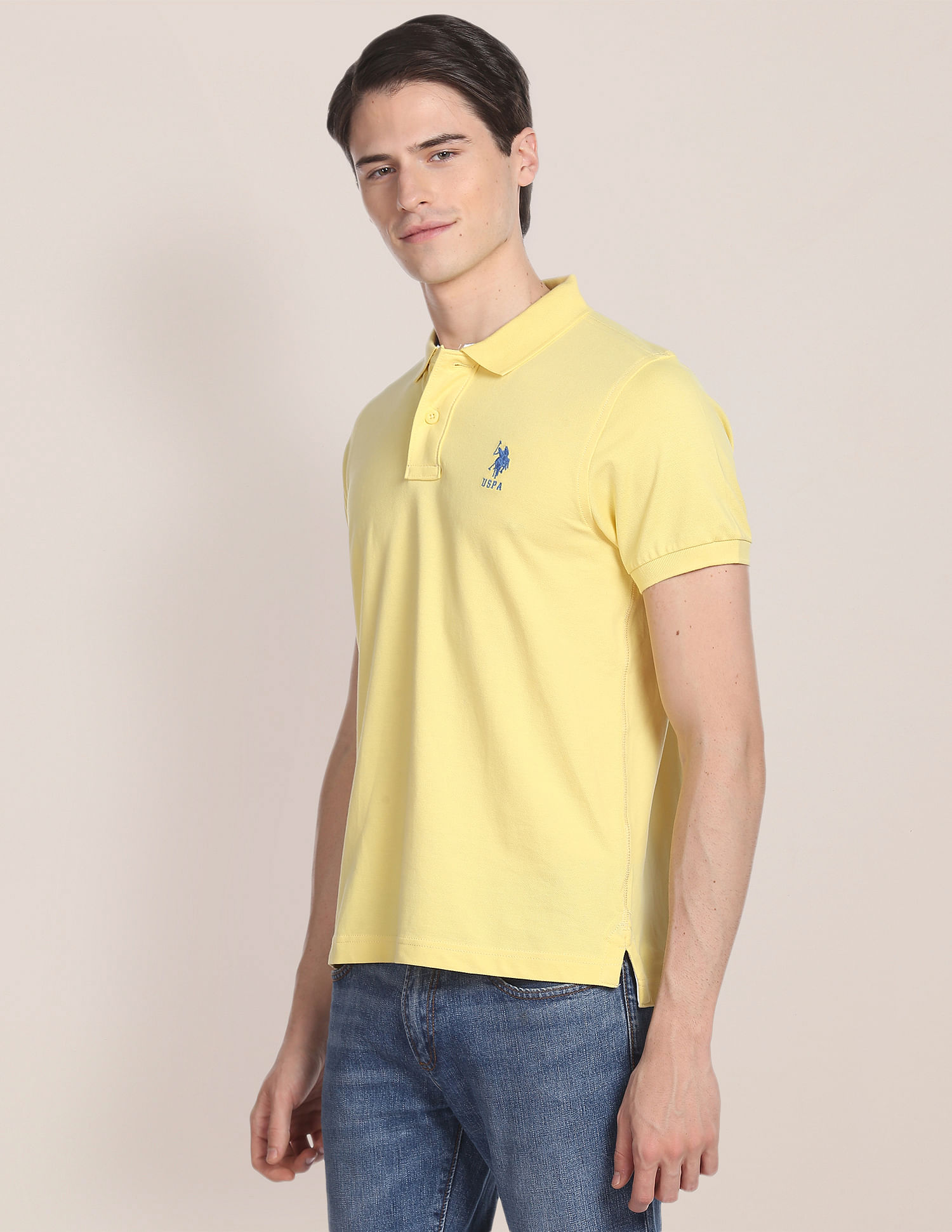 U.S. Polo Assn. Ribbed Collar Solid Polo Shirt