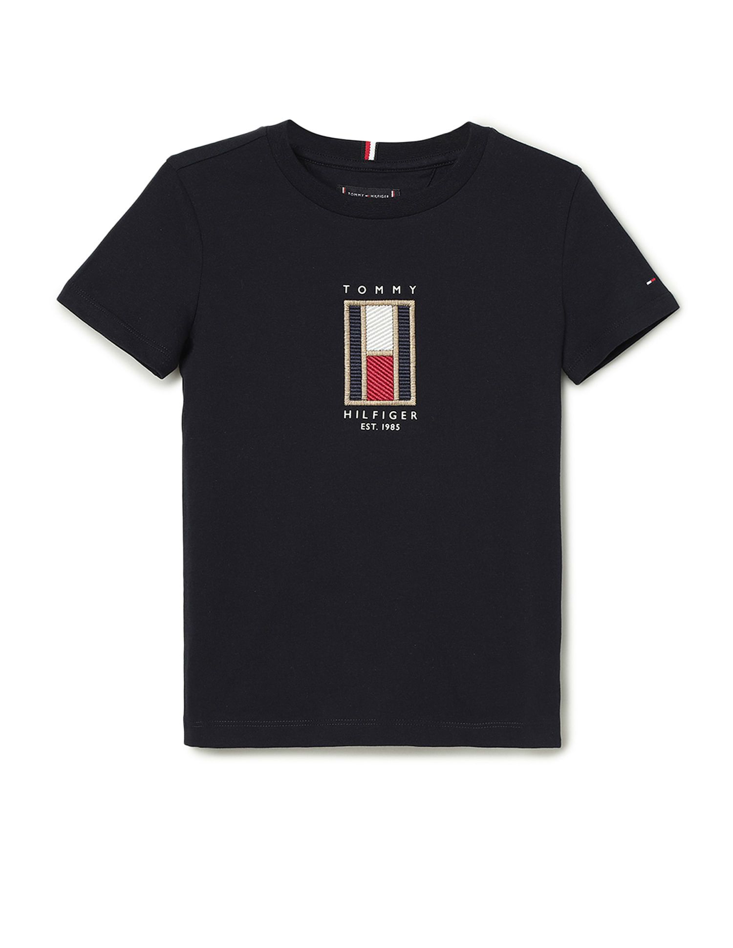Tommy Hilfiger Kids Boys Flag Embroidered Regular T-Shirt