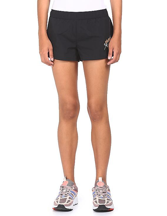 Calvin Klein Women Black Elasticized Waist Solid Shorts