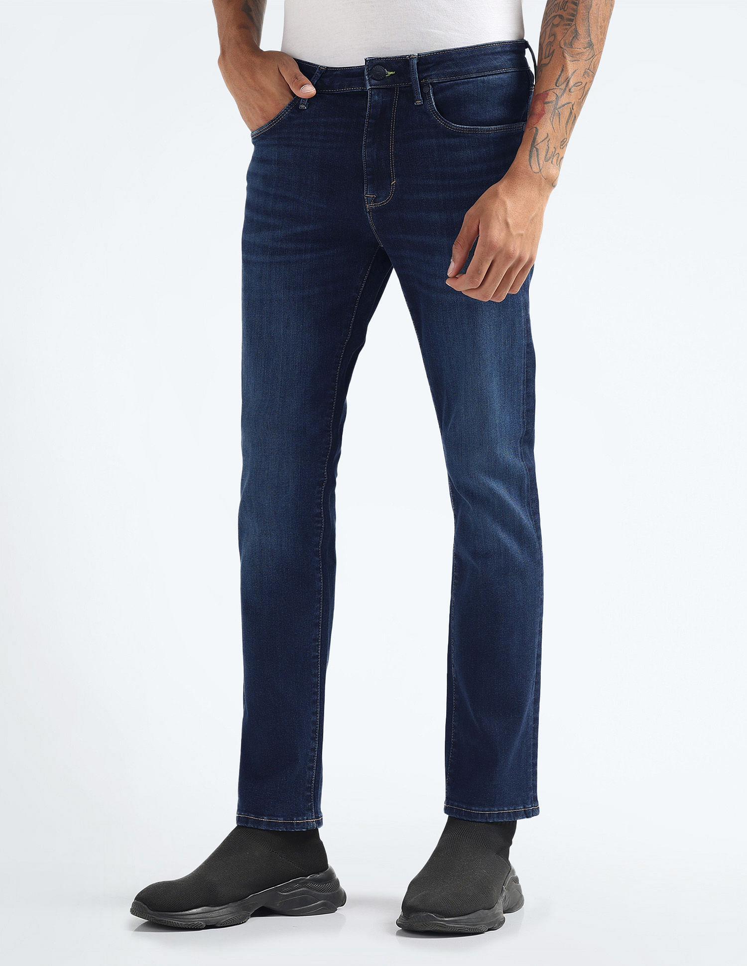 Flying Machine Michael Slim Tapered Stone Wash Jeans