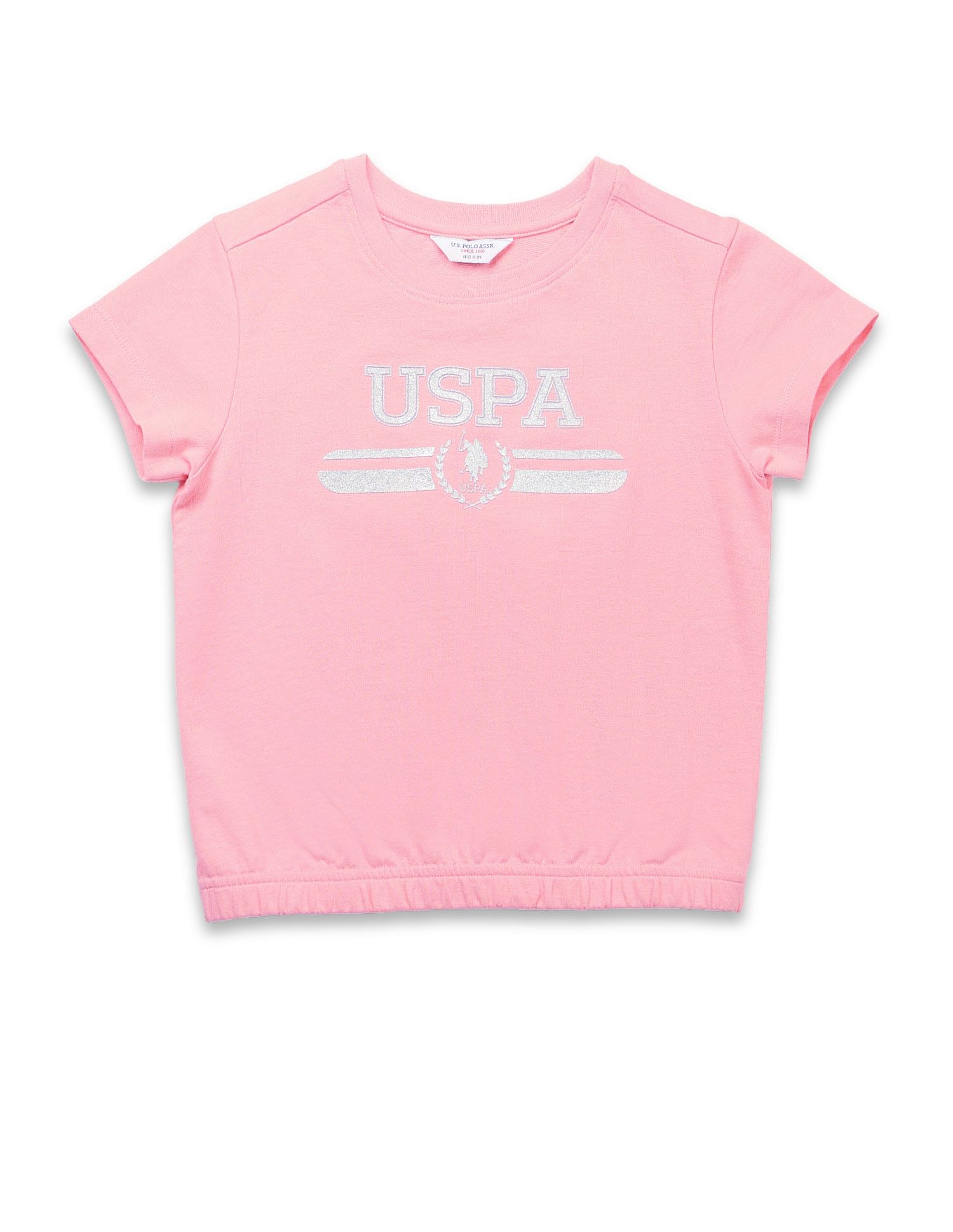 U.S. Polo Assn. Kids Girls Brand Printed Blousan T-Shirt
