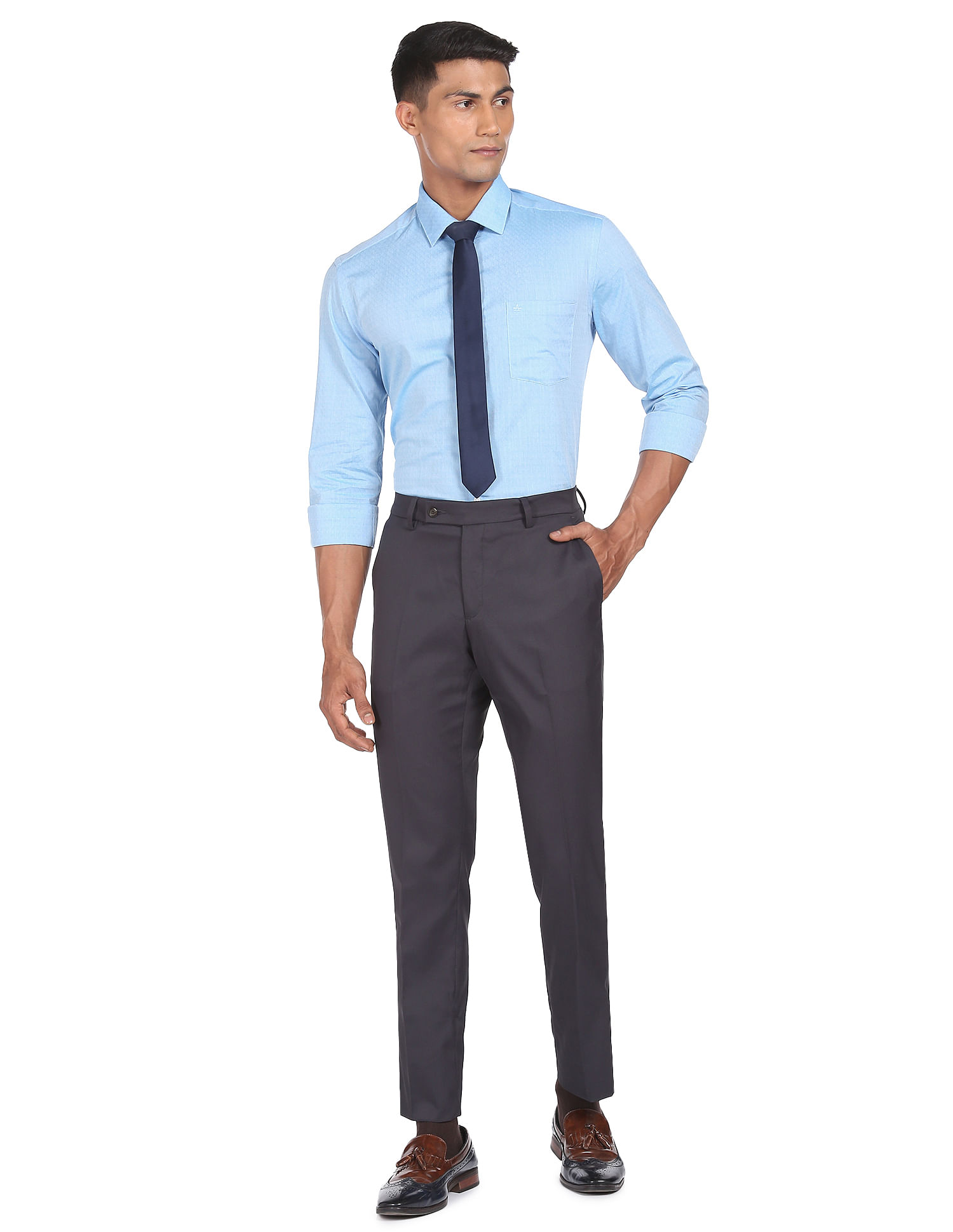 Arrow Self Design Manhattan Slim Fit Shirt