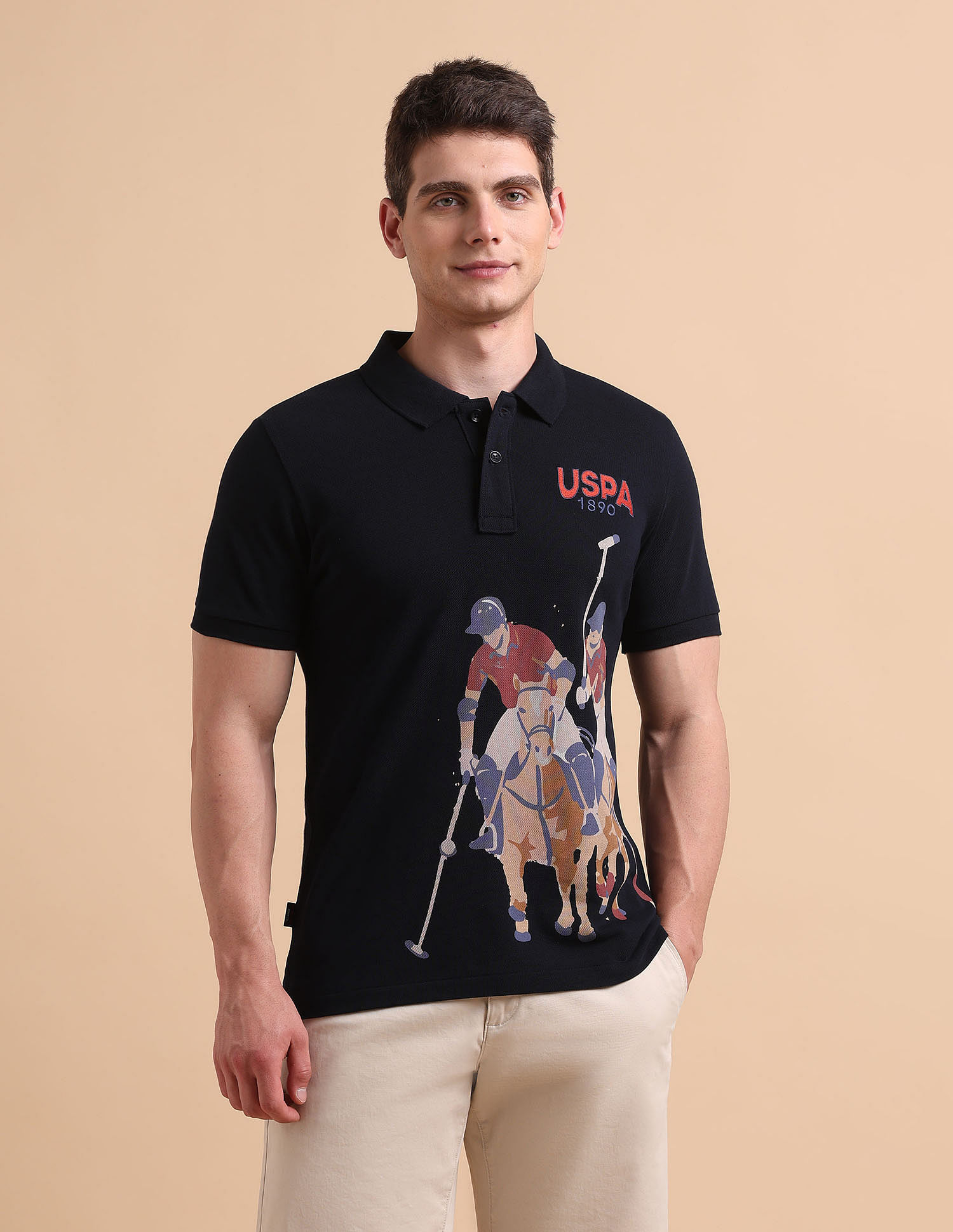 U.S. Polo Assn. Denim Co. Brand Printed Pure Cotton Polo Shirt