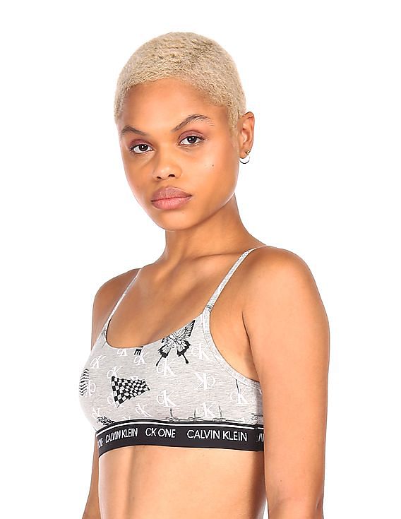 Buy Calvin Klein Underwear Women Grey Printed Brand Hem T Shirt Bra NNNOW