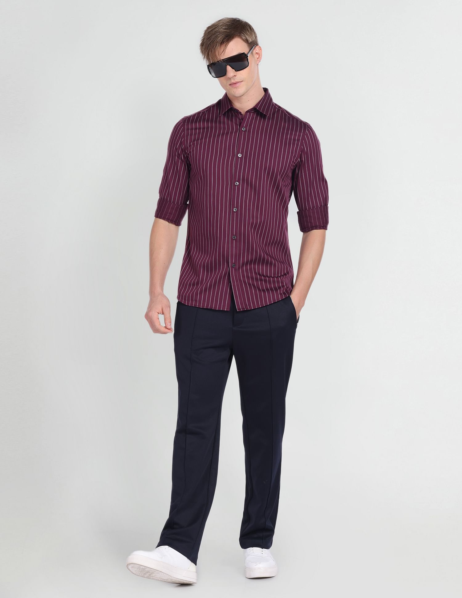 Flying Machine Vertical Stripe Slim Fit Shirt