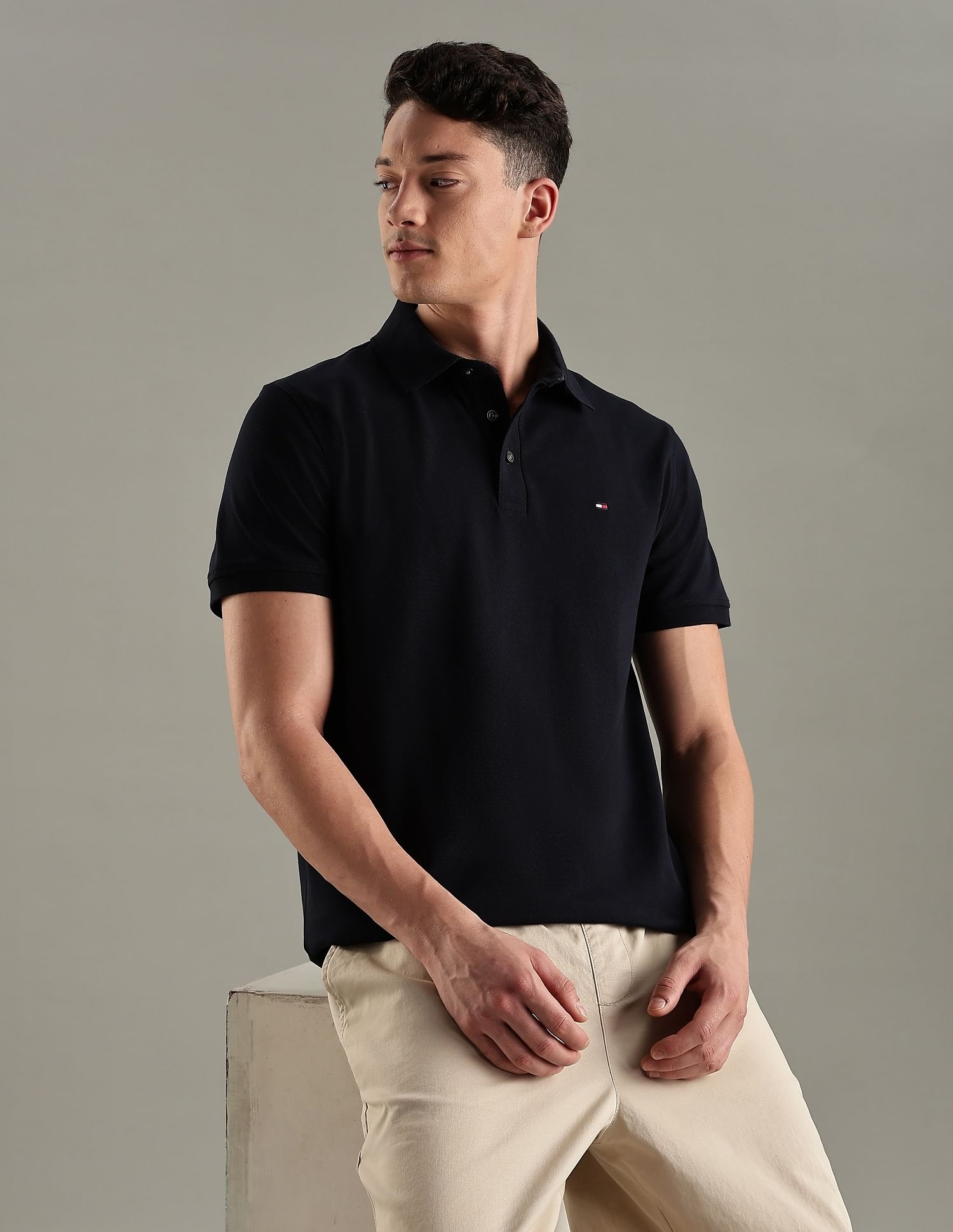 Tommy Hilfiger Solid Slim-Fit Cotton Polo T-Shirt