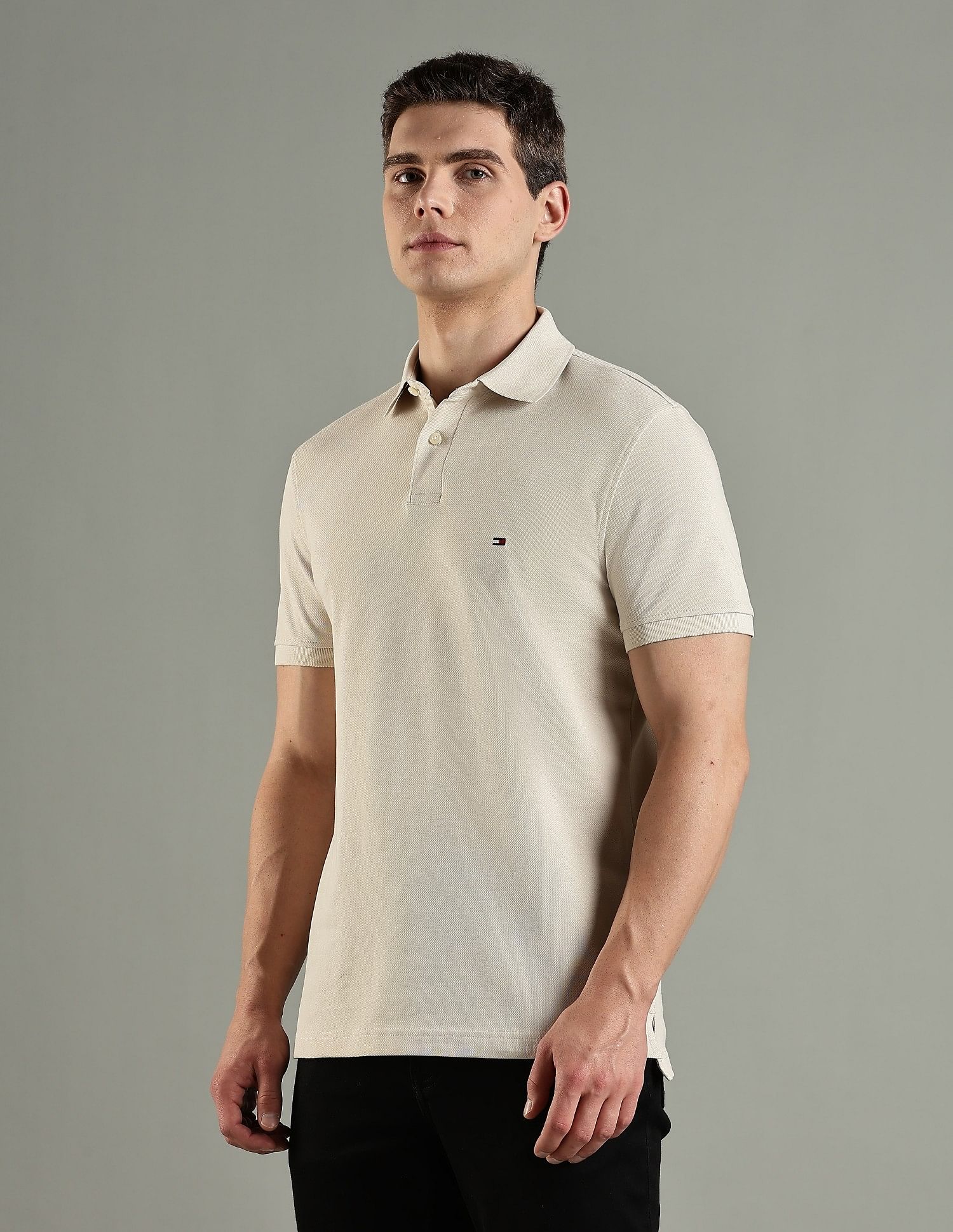 Tommy Hilfiger Solid Regular Fit Cotton Polo T-Shirt